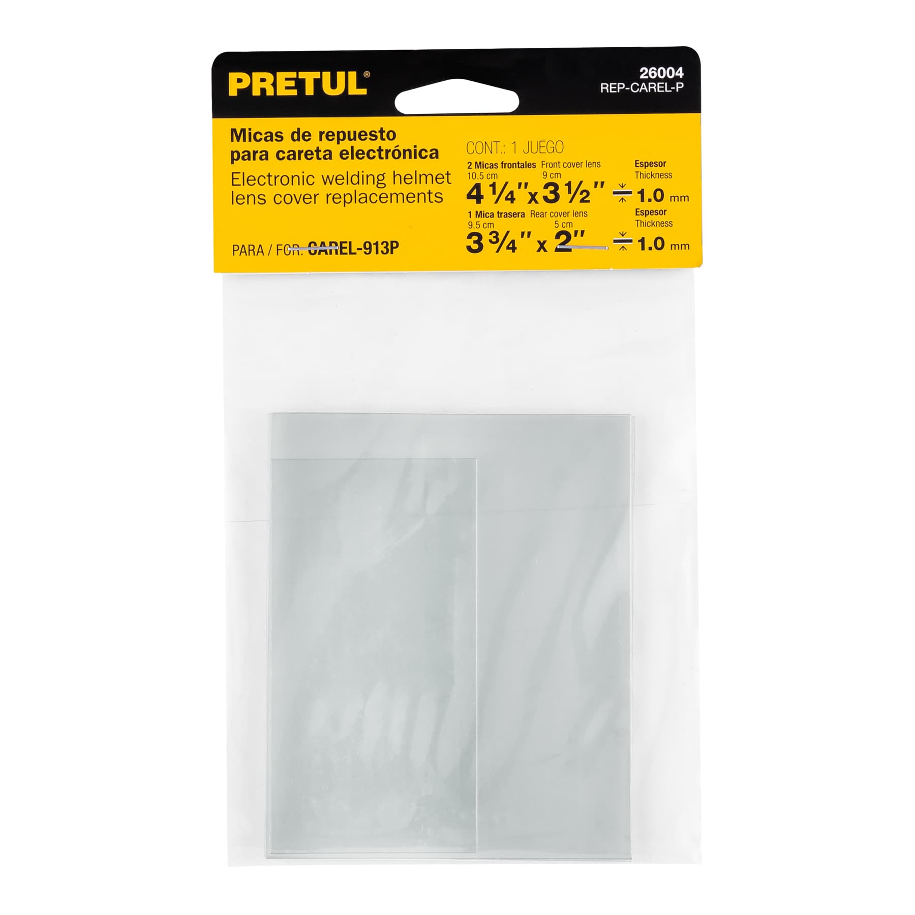 Bolsa con 3 micas para careta CAREL-11FP, 11AP y 913P, Pretul