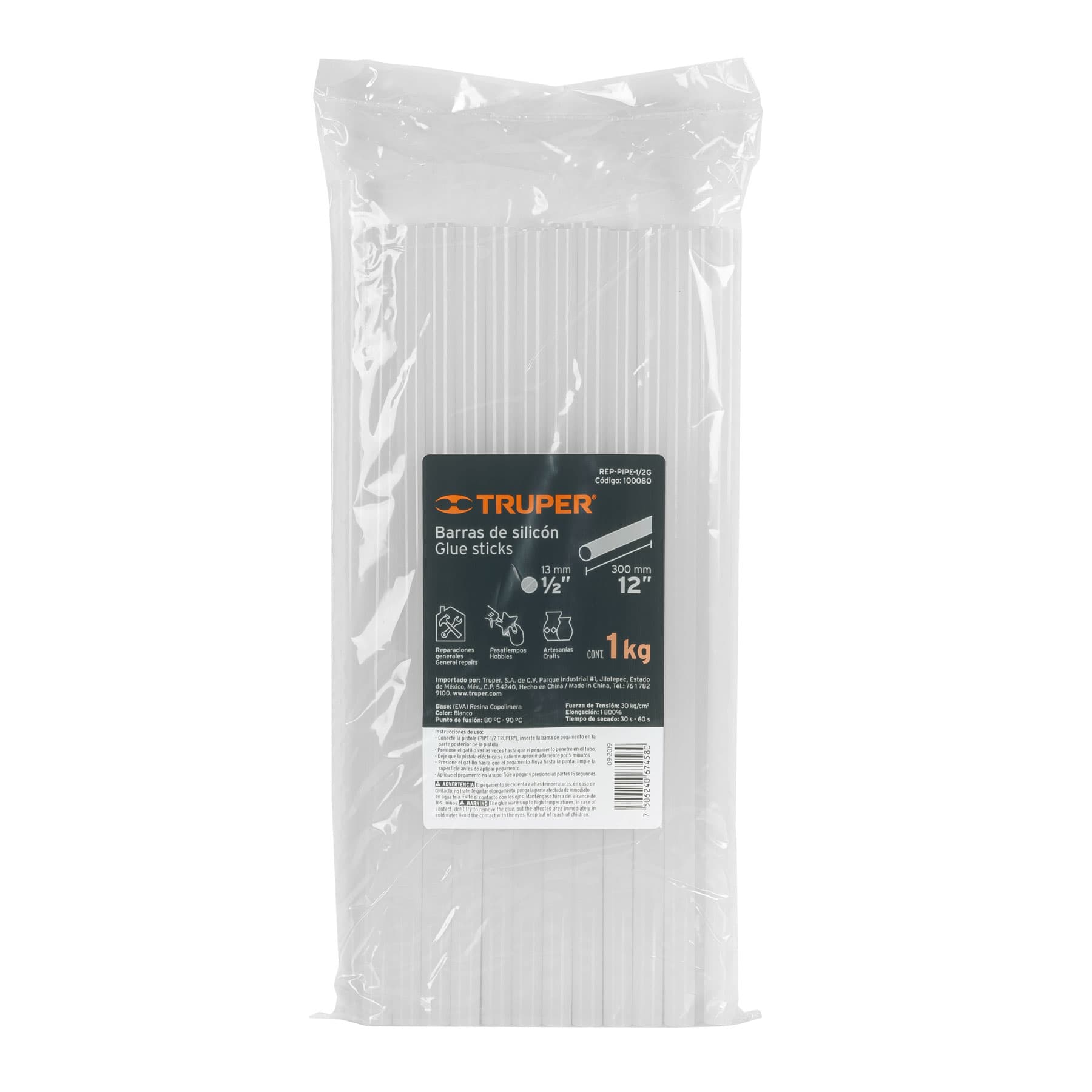 Bolsa con 1 kg de barras de silicón de repuesto para PIPE-1/2