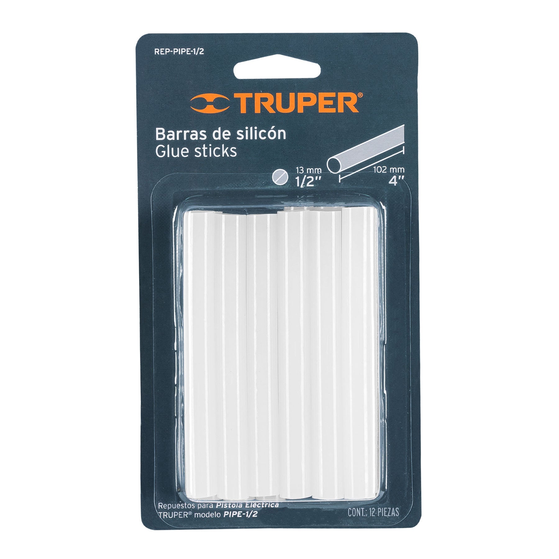 Blíster con 12 barras de silicón de repuesto para PIPE-1/2