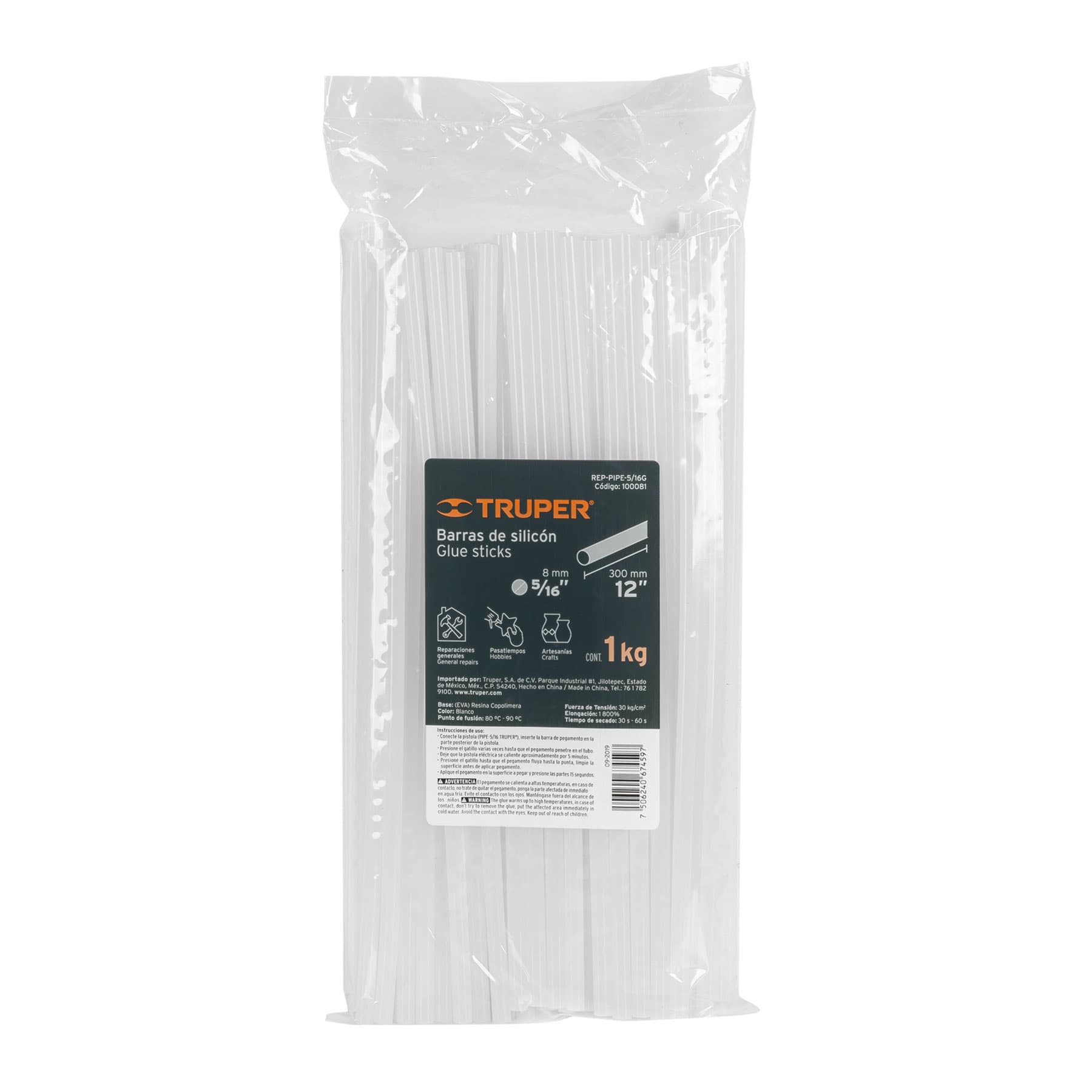Bolsa con 1 kg de barras de silicón de repuesto para PIPE-5/16