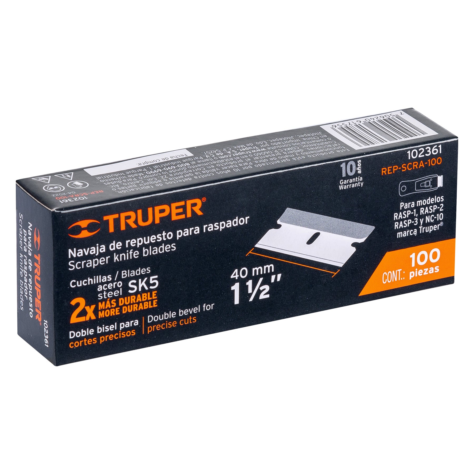 Caja con 100 cuchillas de repuesto para RASP-3,2,1 y NC-10