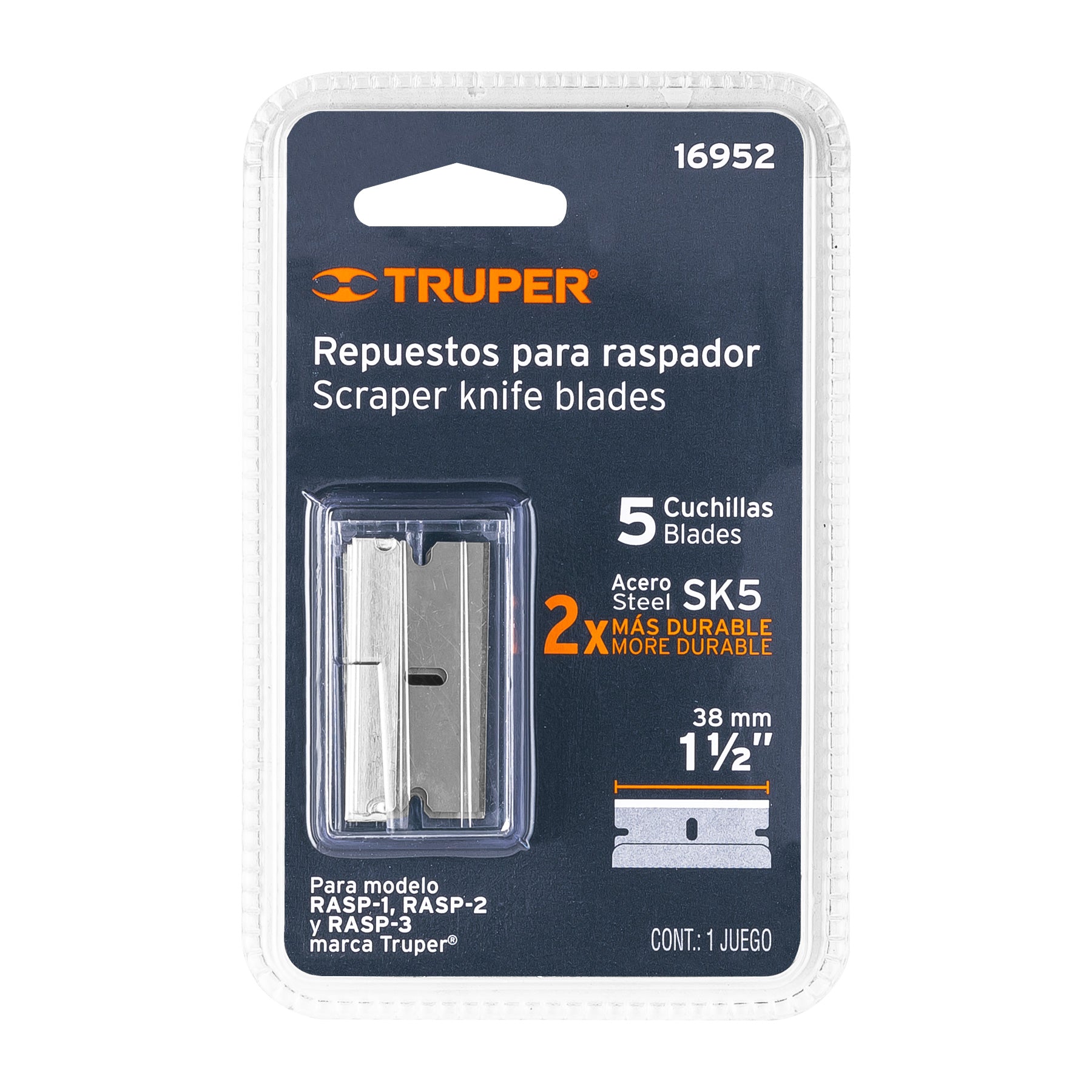Blíster con 5 cuchillas de repuesto para RASP-3,2,1 y NC-10