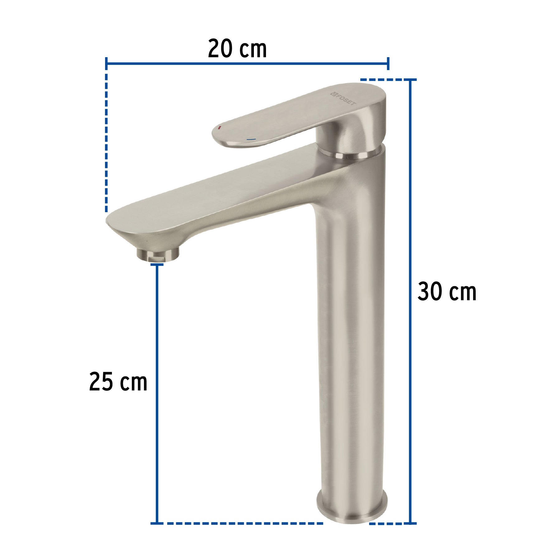 Monomando alto para lavabo, satín, Foset RIVIERA
