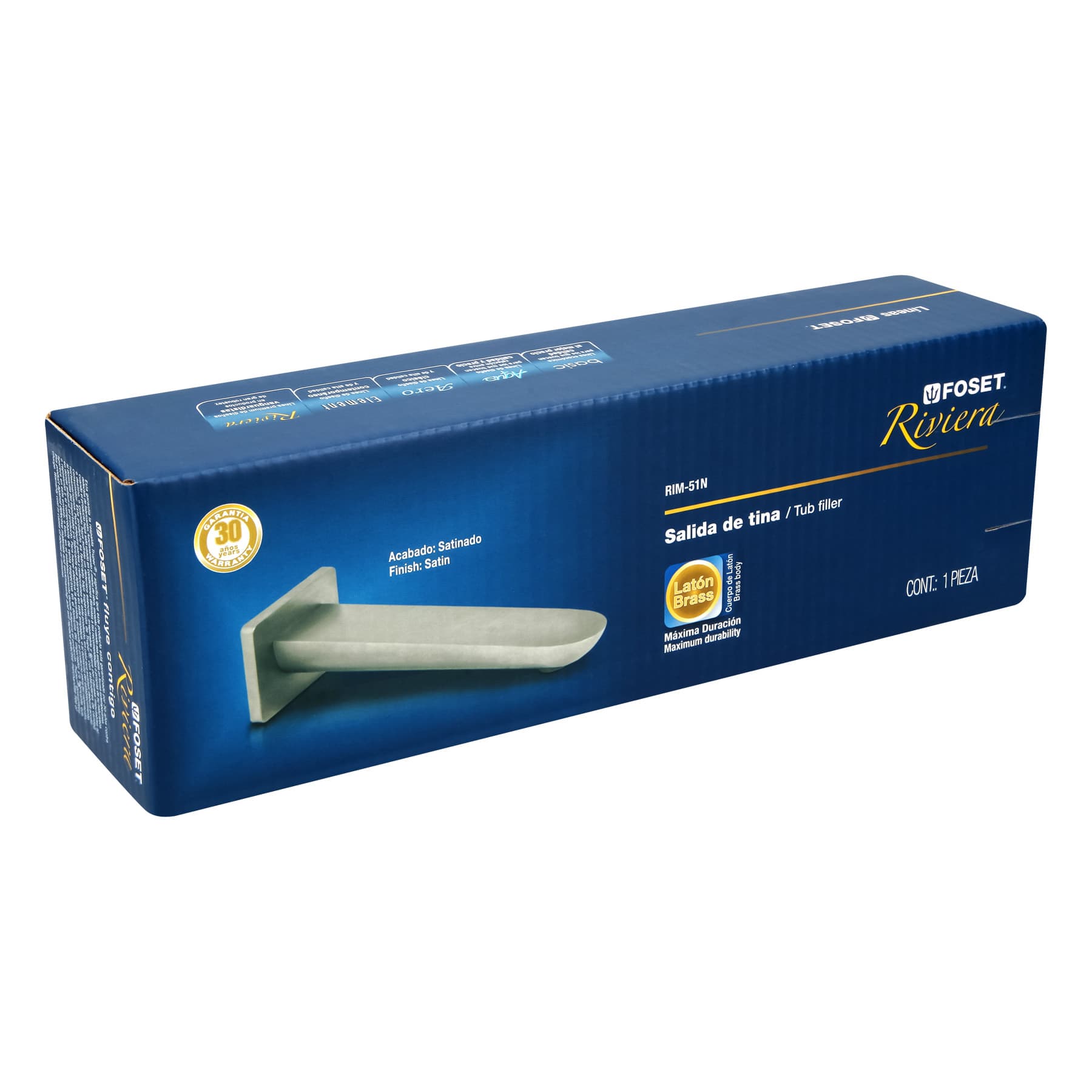 Salida de tina sin desviador, satín, Foset RIVIERA