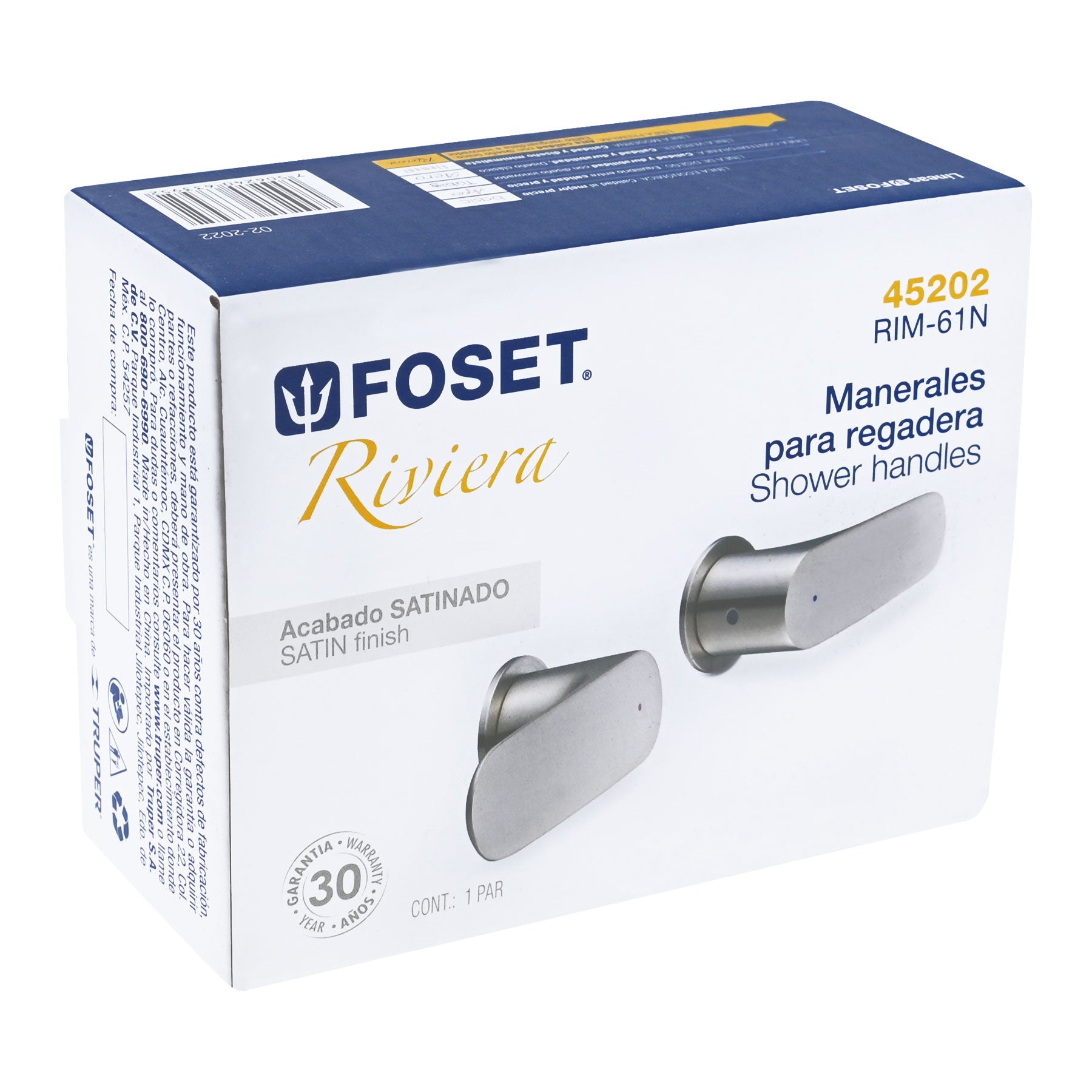 Juego de manerales de palanca para regadera, satín, Riviera