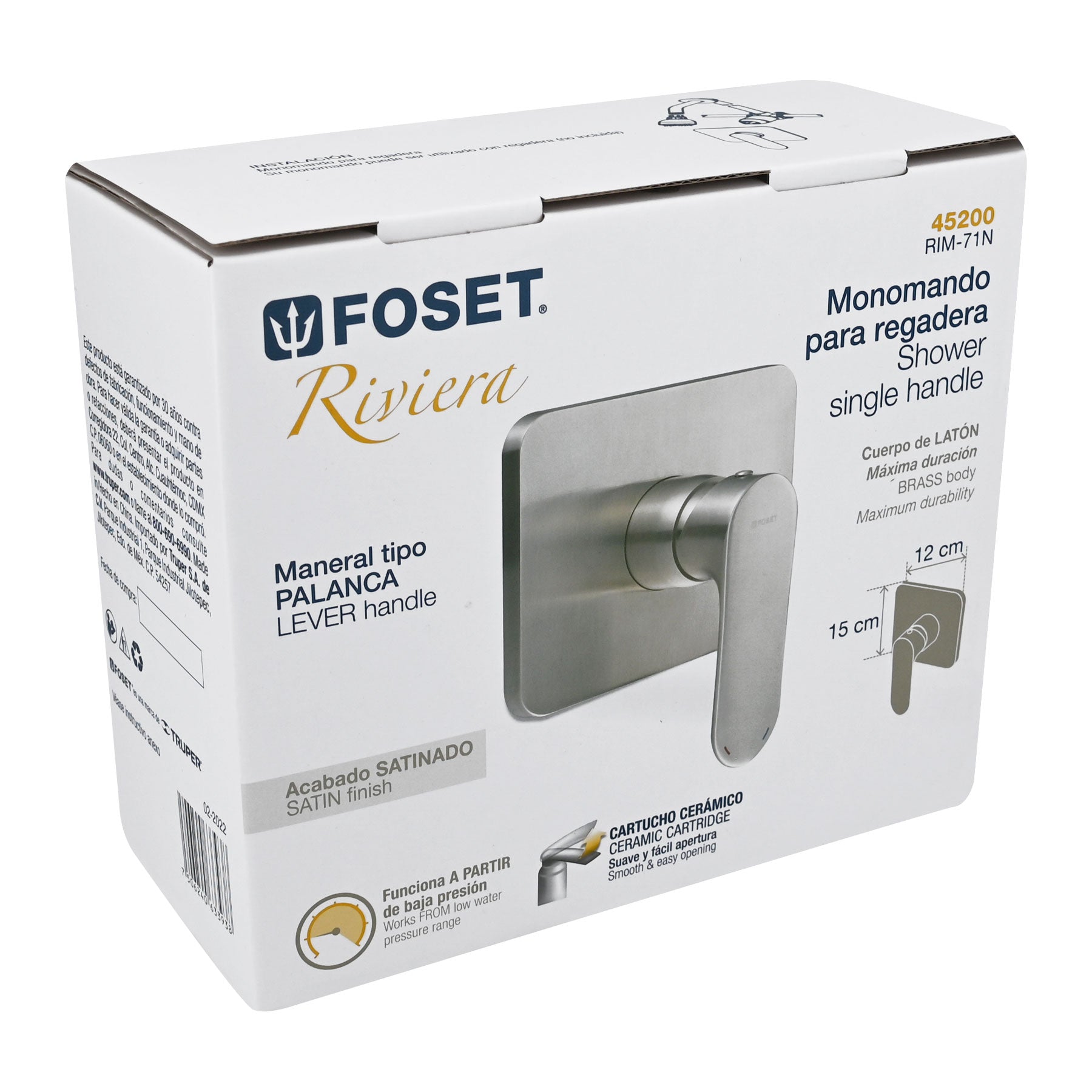 Monomando para regadera, satín, RIVIERA