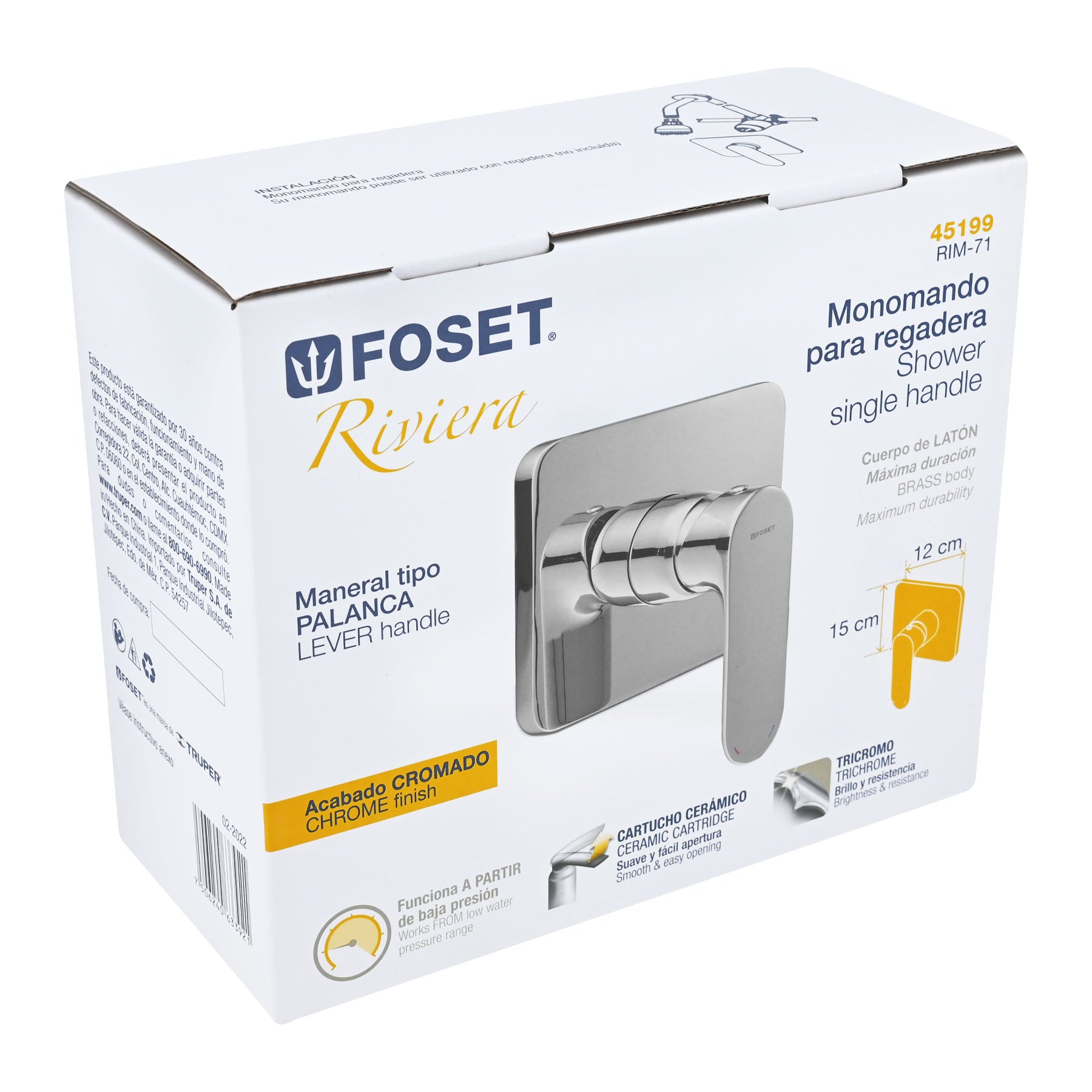Monomando para regadera, cromo, RIVIERA