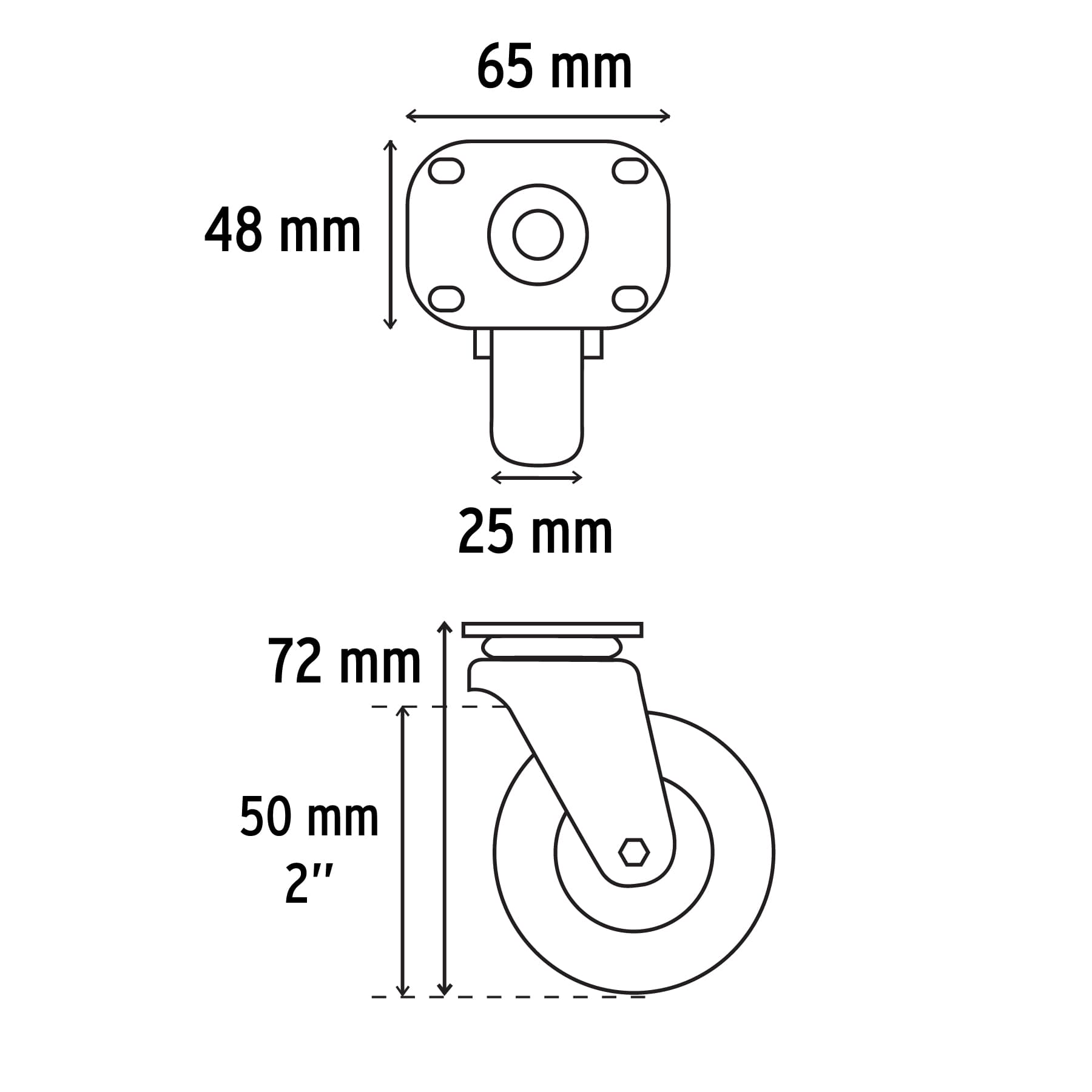 Rodaja hule 2", placa giratoria con balero, carga 40kg, Fiero