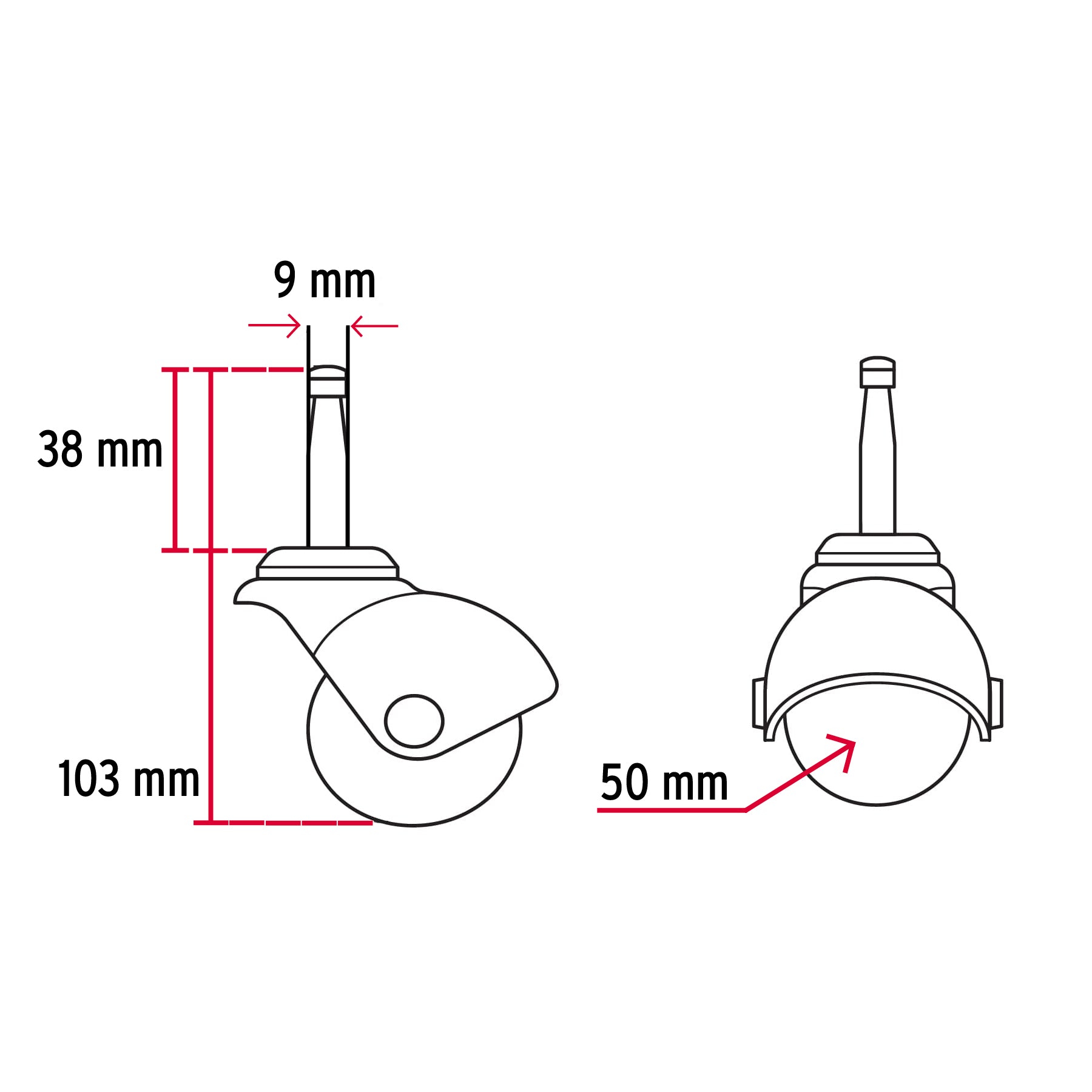Rodaja esférica, 50 mm con espiga, Fiero