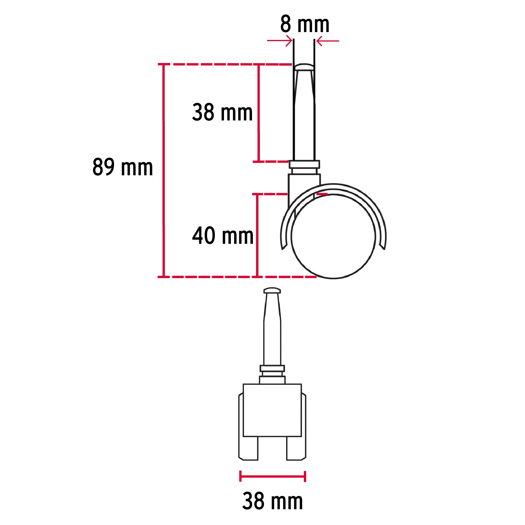 Rodaja tipo yoyo de 40 mm con espiga para madera, Fiero