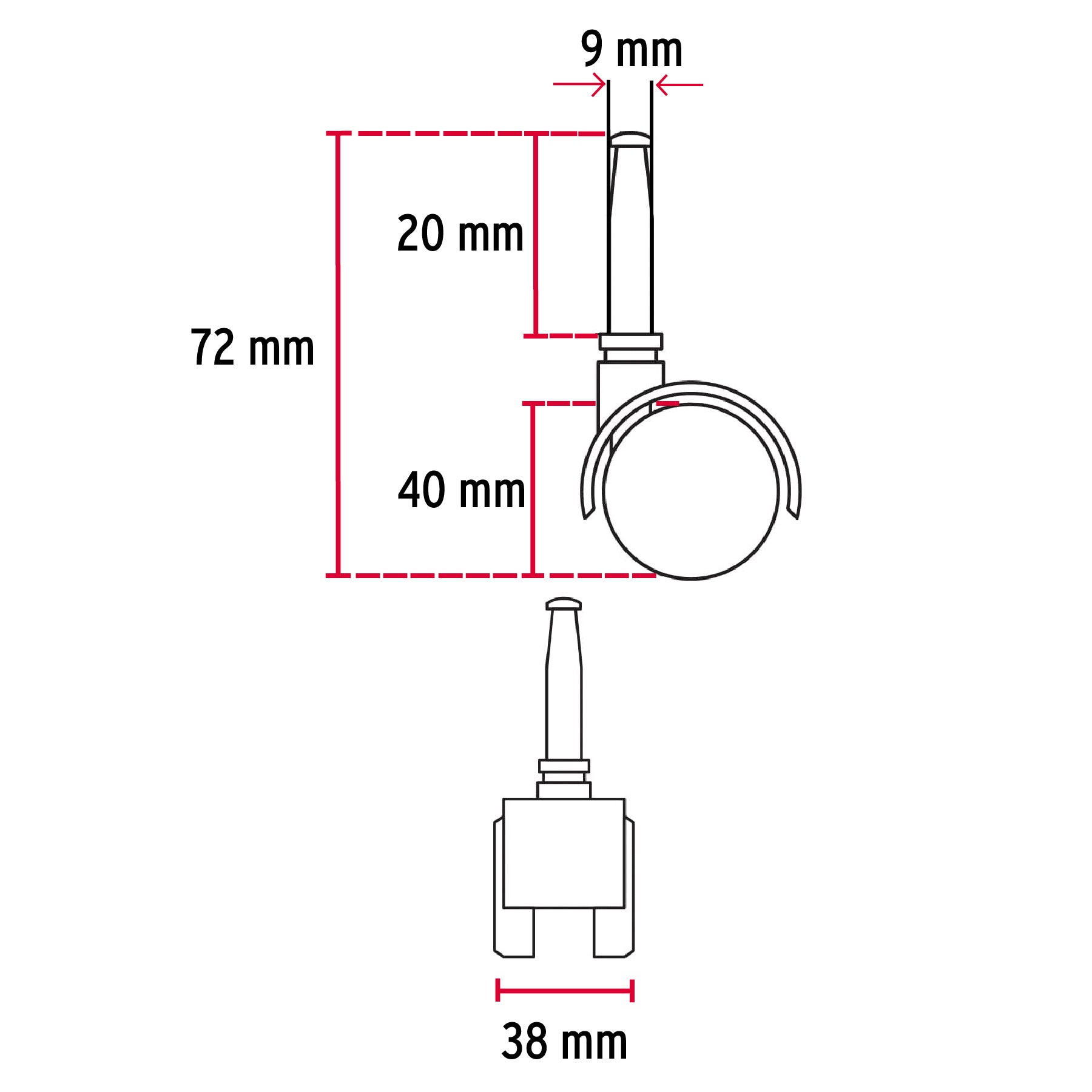 Rodaja tipo yoyo de 40 mm con espiga roscada, Fiero
