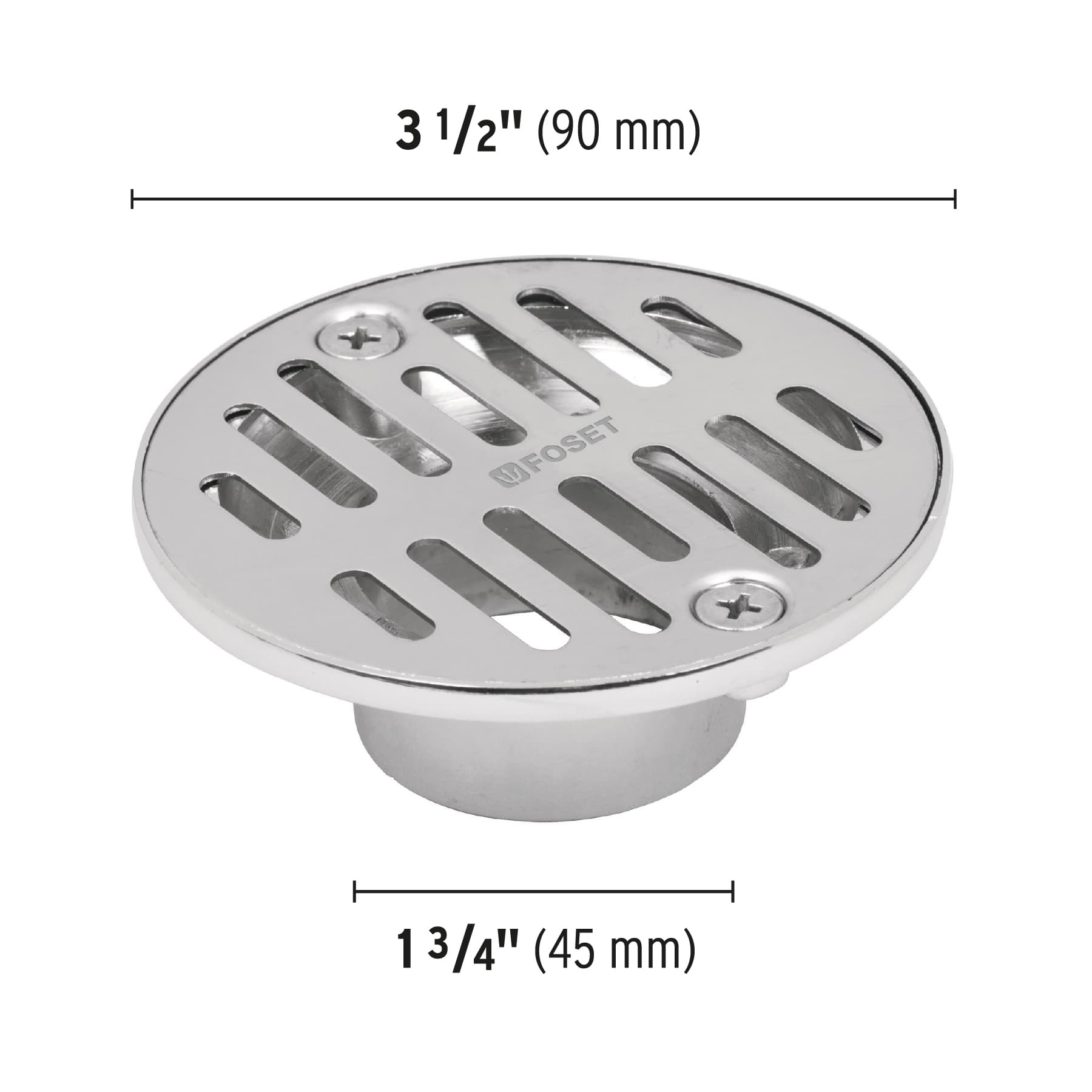 Resumidero 3-1/2" redondo metálico, Foset