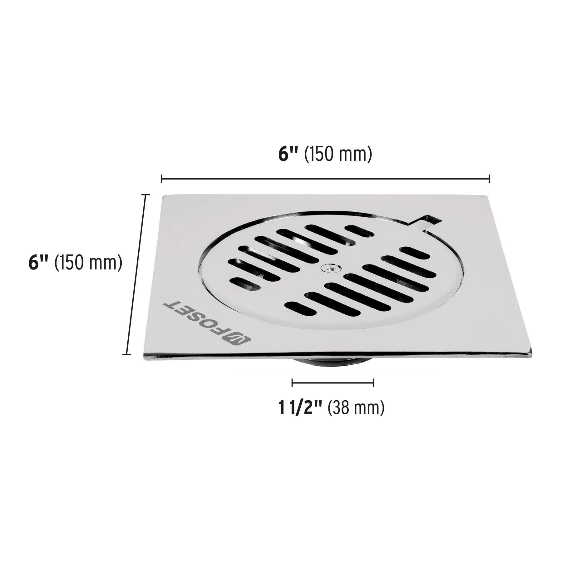 Resumidero cuadrado de latón 6" x 6", Foset