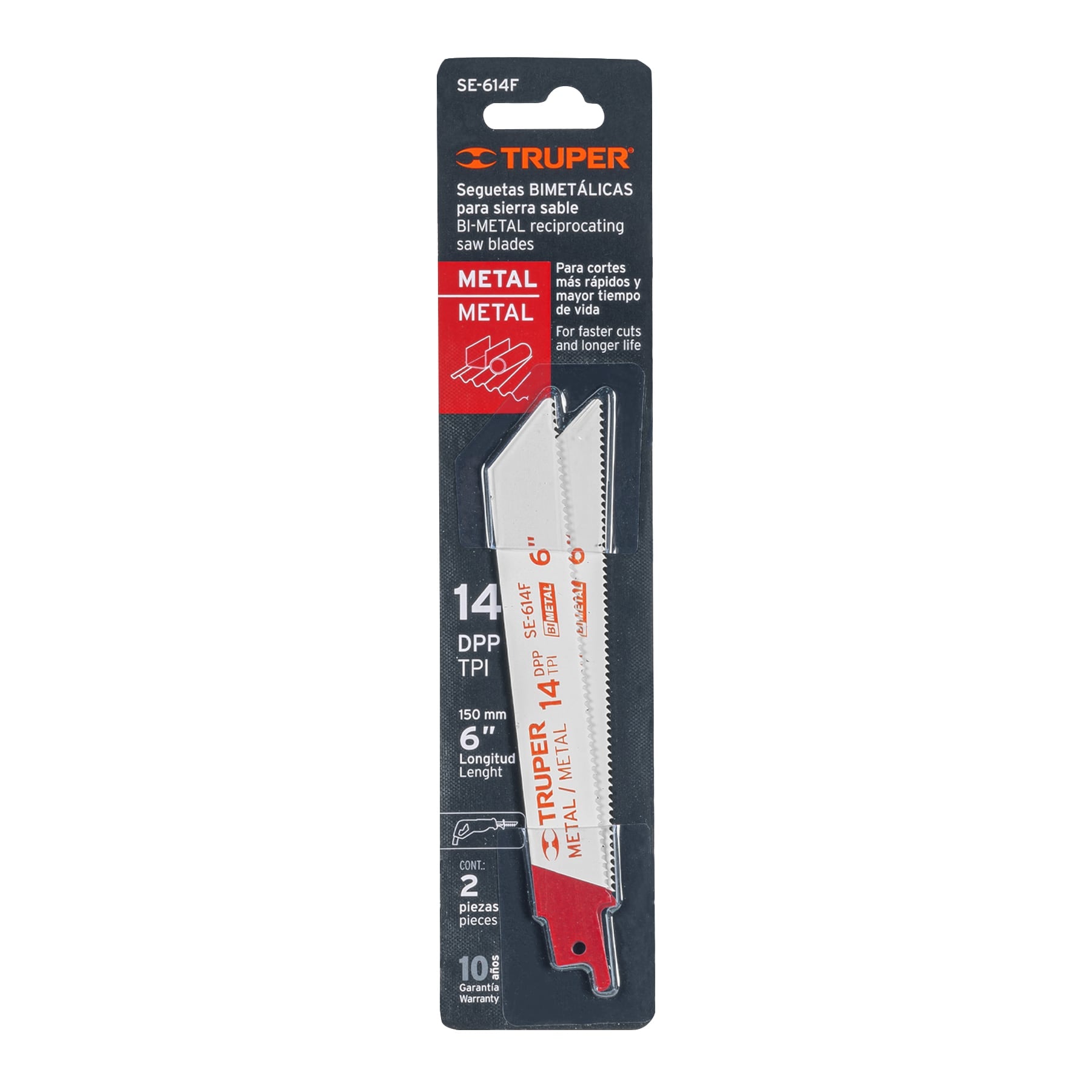 Blíster con 2 seguetas sierra sable 6" 14 DPP para metal