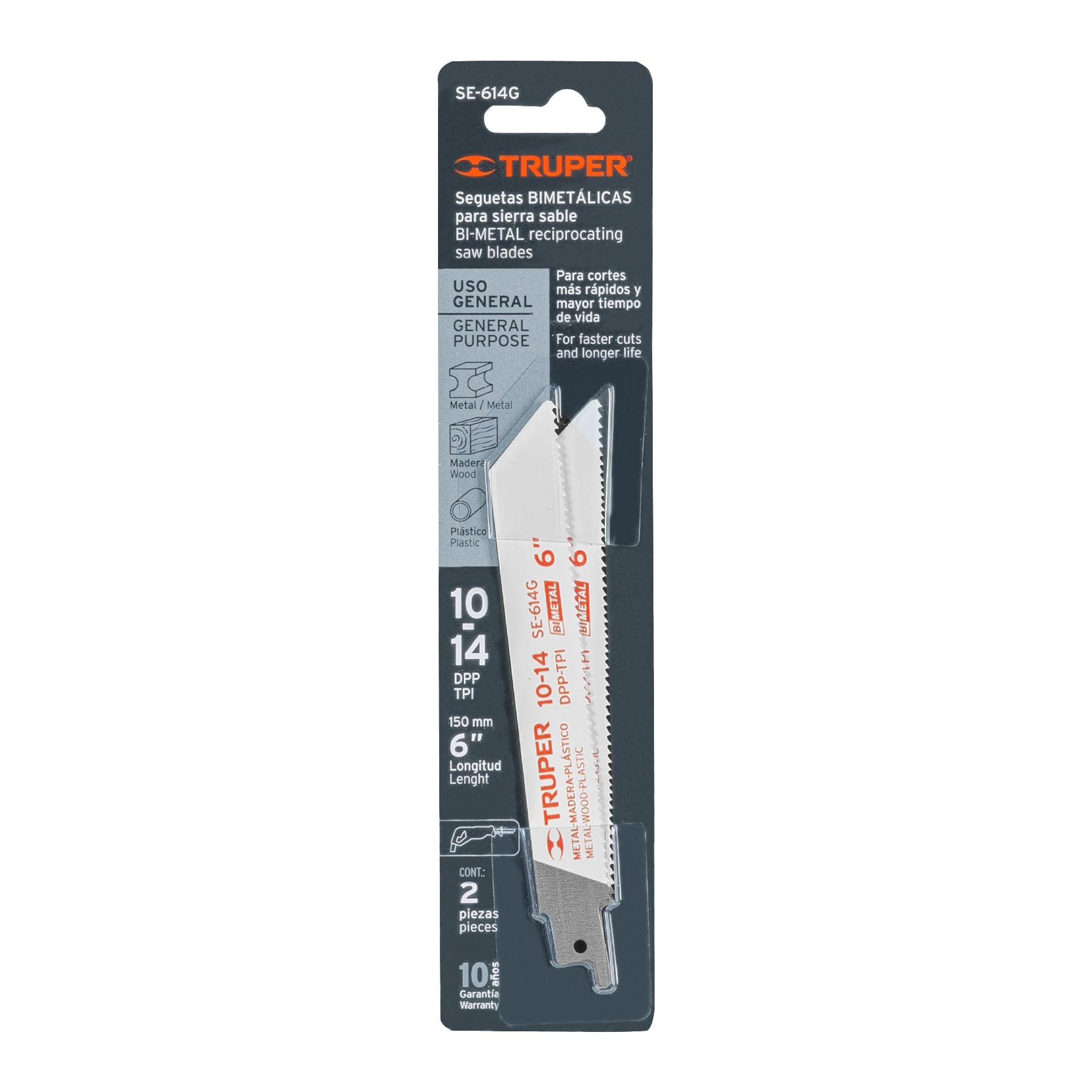Blíster con 2 seguetas sierra sable 6" 10-14 DPP uso general