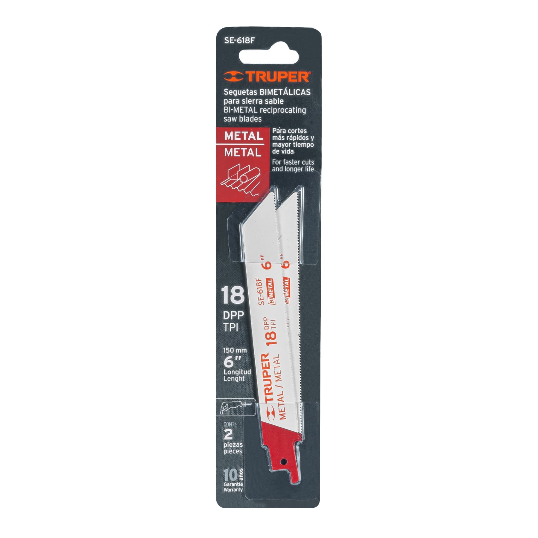 Blíster con 2 seguetas sierra sable 6" 18 DPP para metal