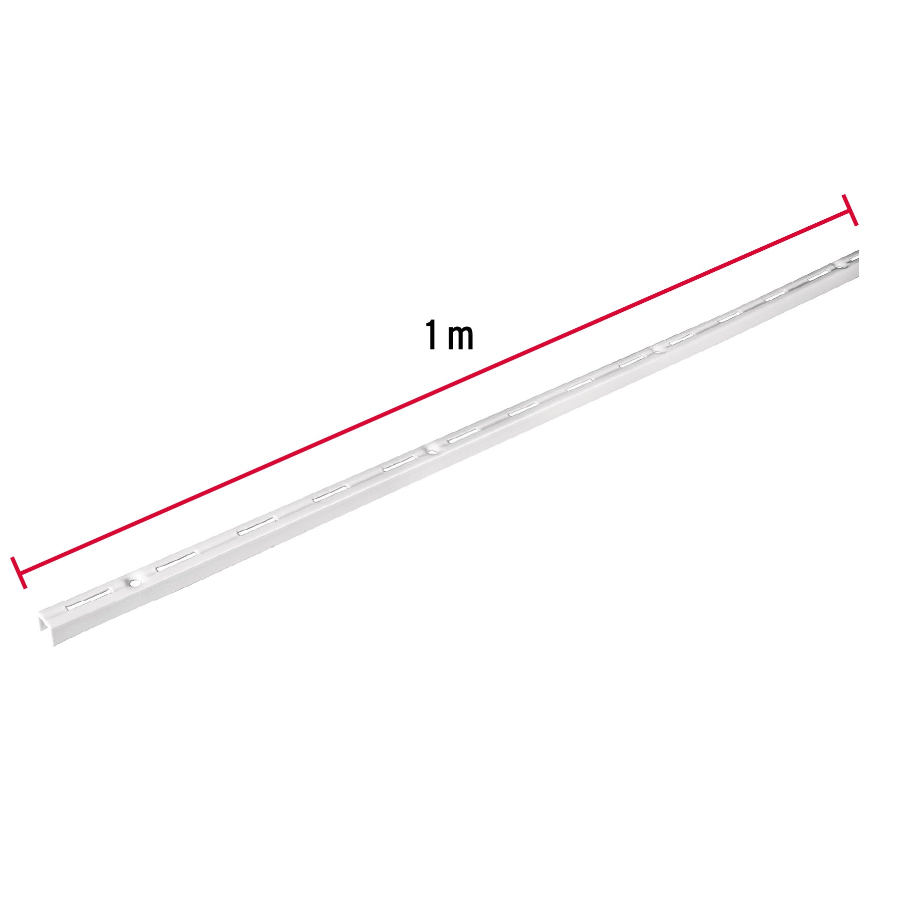 Cremallera sencilla blanca para ménsulas planas, 1m, Fiero