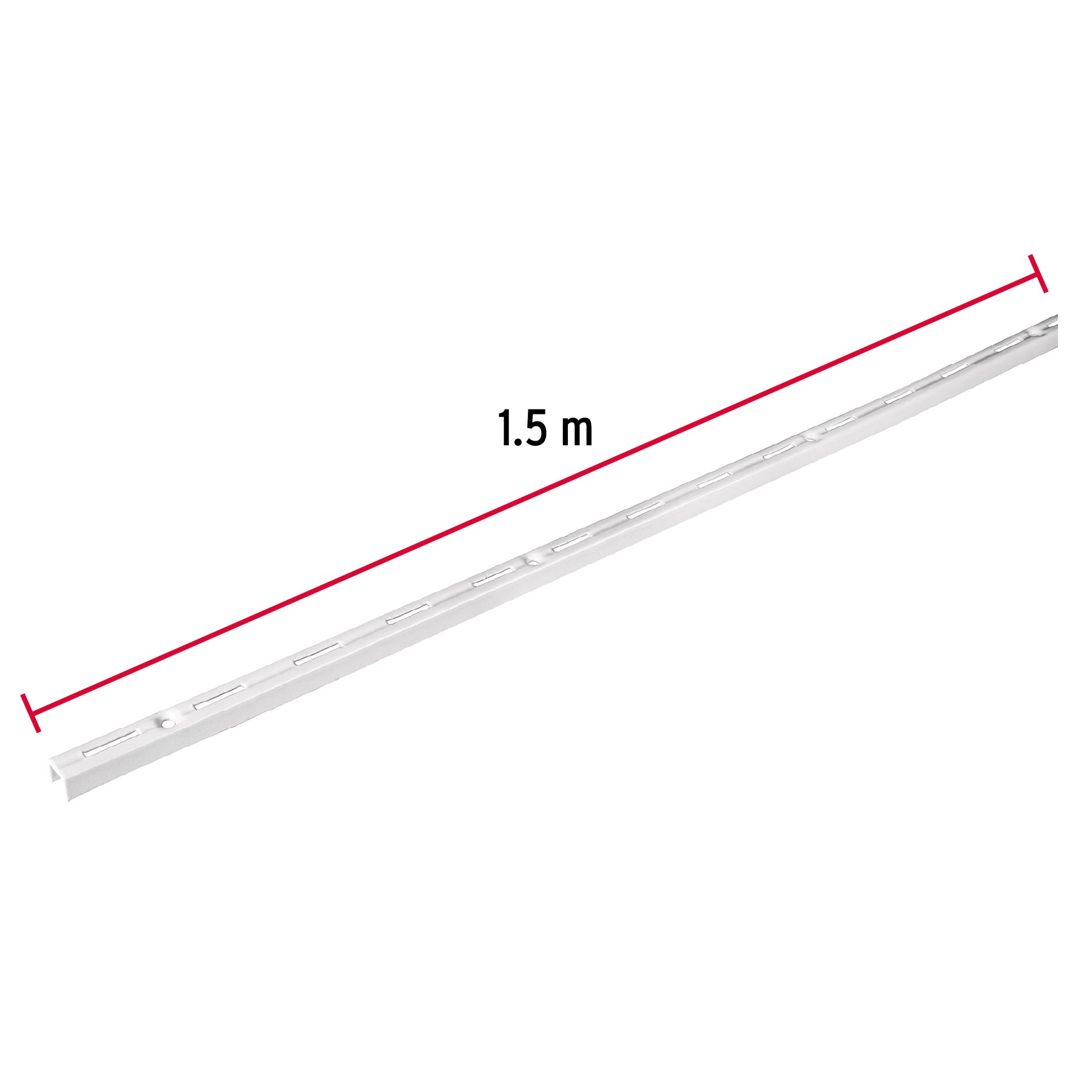 Cremallera sencilla blanca para ménsulas planas, 1.5m, Fiero