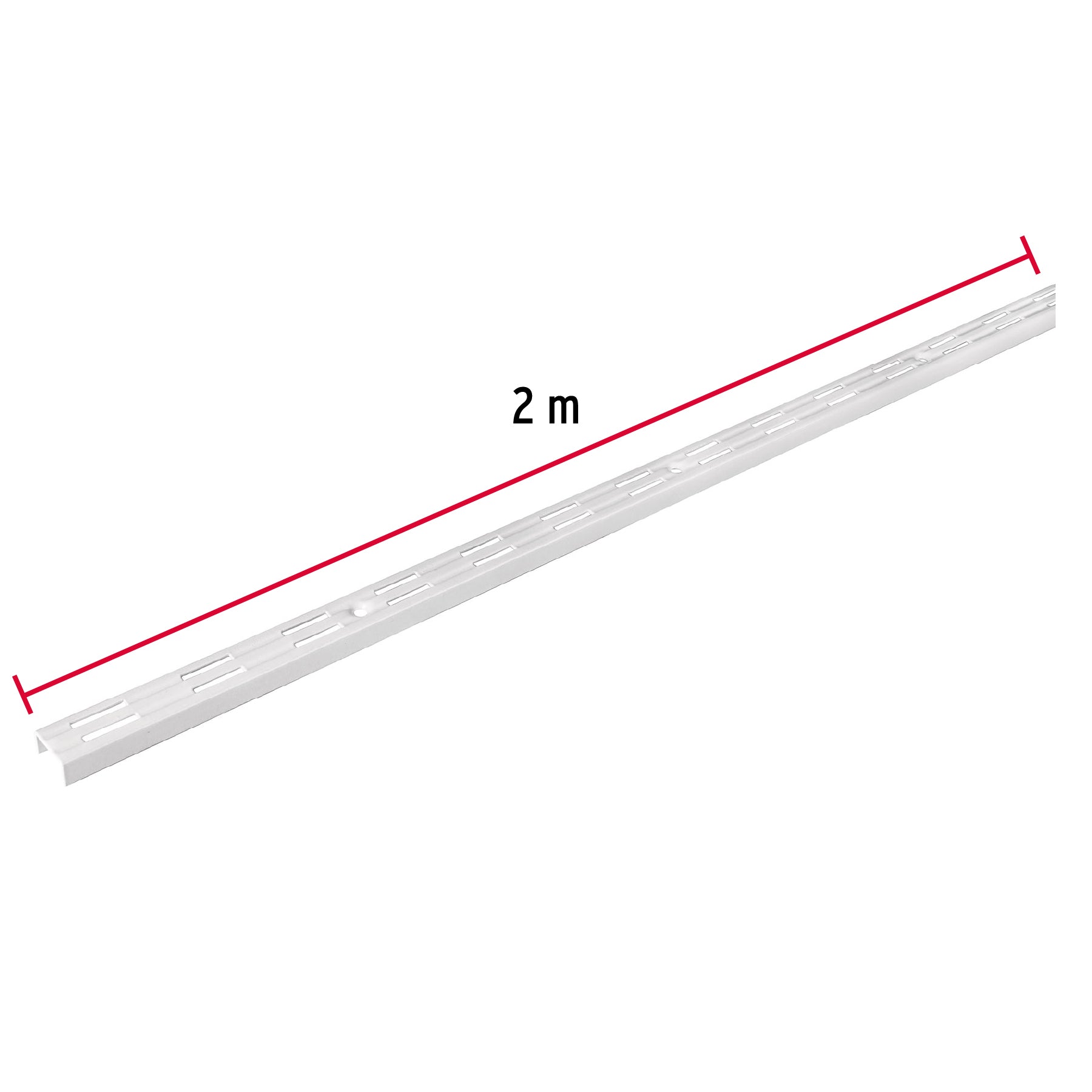 Cremallera doble blanca para ménsulas planas, 2m, Fiero