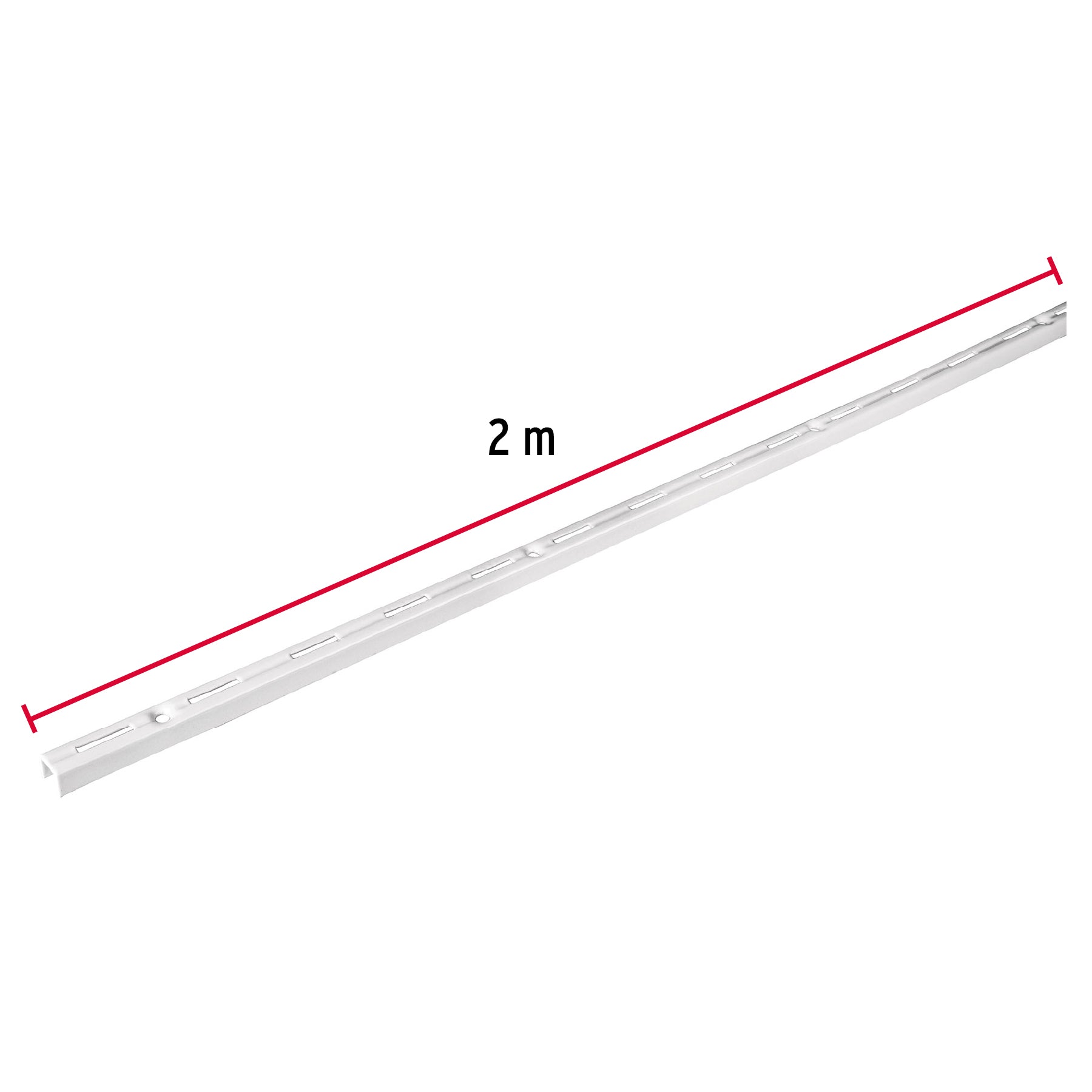 Cremallera sencilla blanca para ménsulas planas, 2m, Fiero