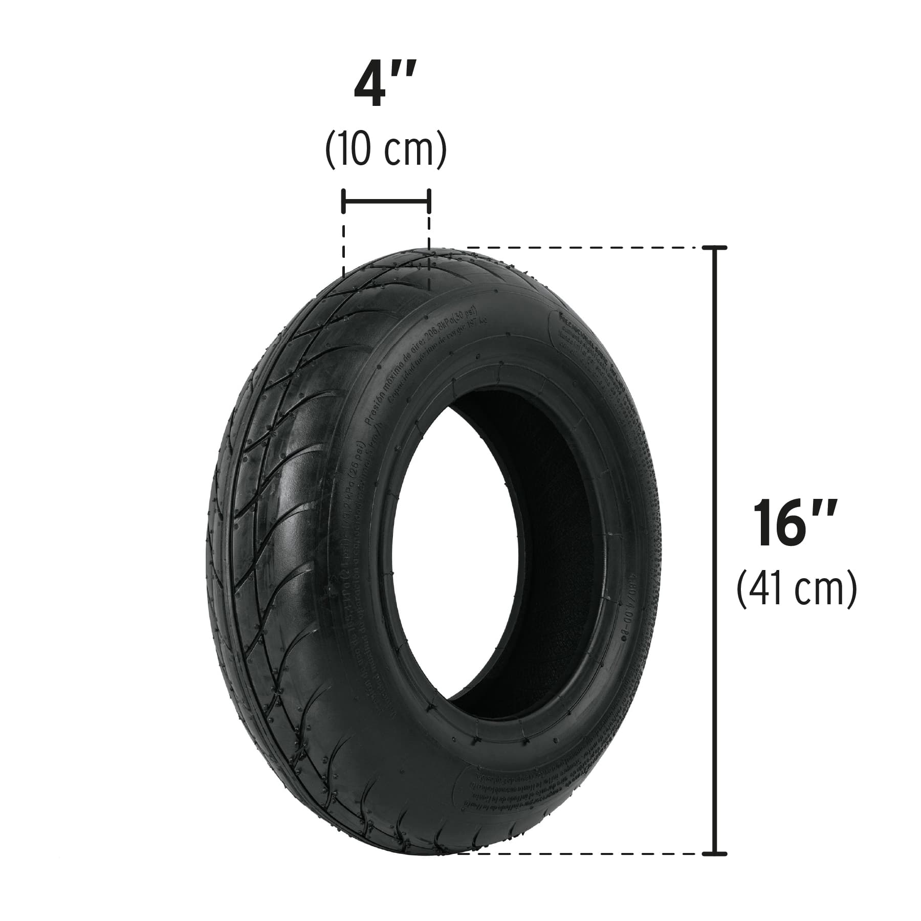 Llanta neumática rodada lisa 16", sin cámara, Truper