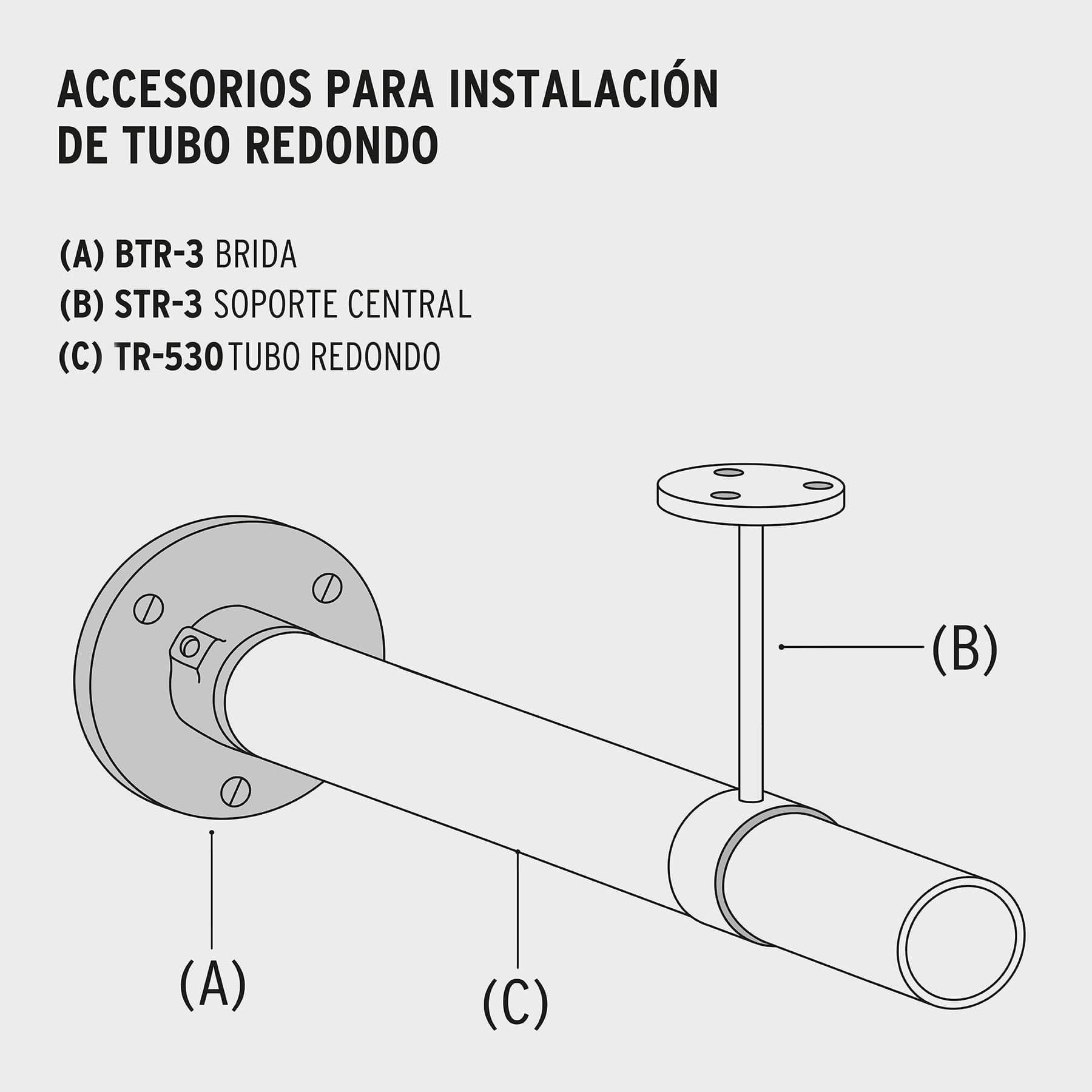 Soporte central para tubo redondo de clóset, Hermex