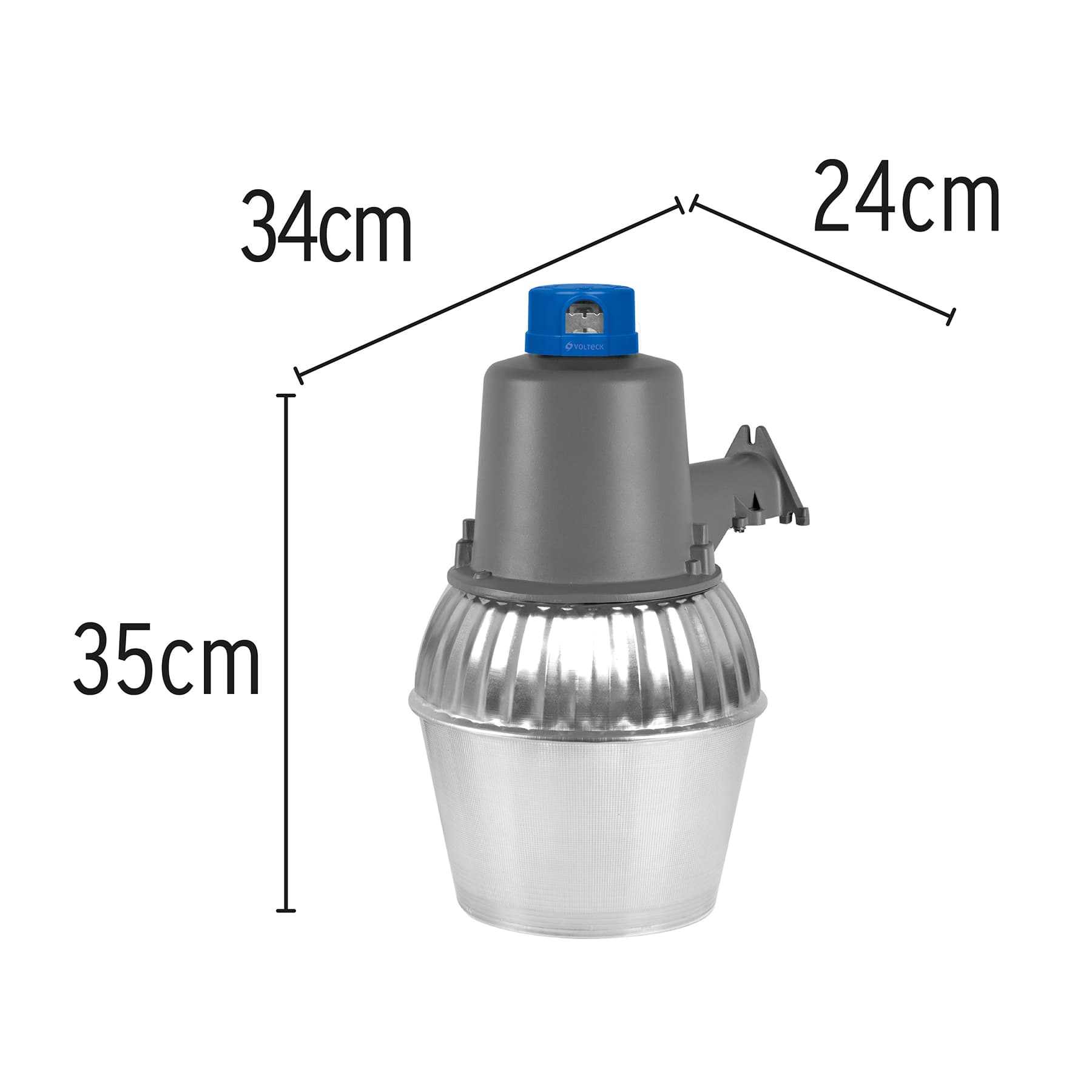 Luminario suburbano metálico 45 W sensor de luz, con lámpara