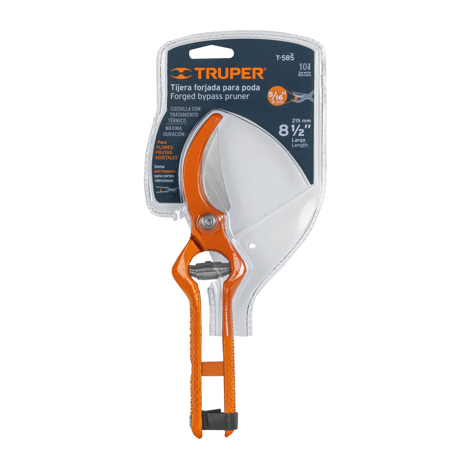 Tijera para poda 8-1/2" forjada cuchilla de paso, Truper