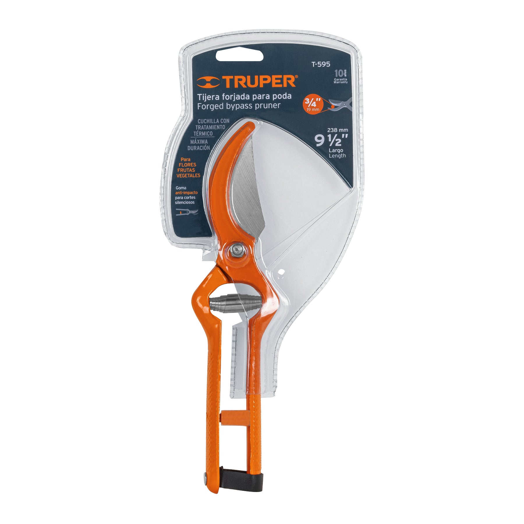 Tijera para poda 9-1/2" forjada cuchilla de paso, Truper