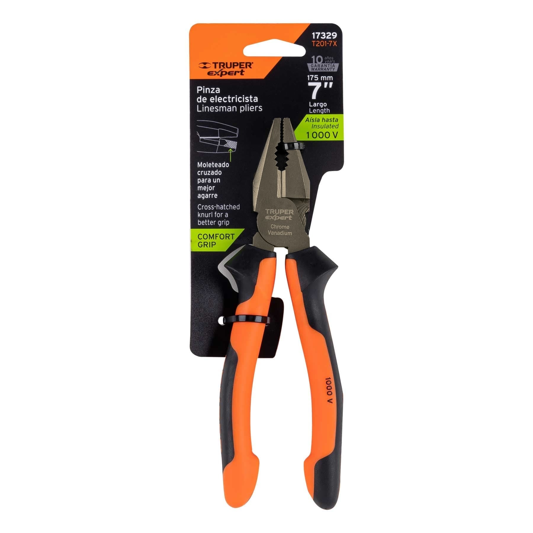 Pinza para electricista 7" alta palanca, Comfort Grip,Expert