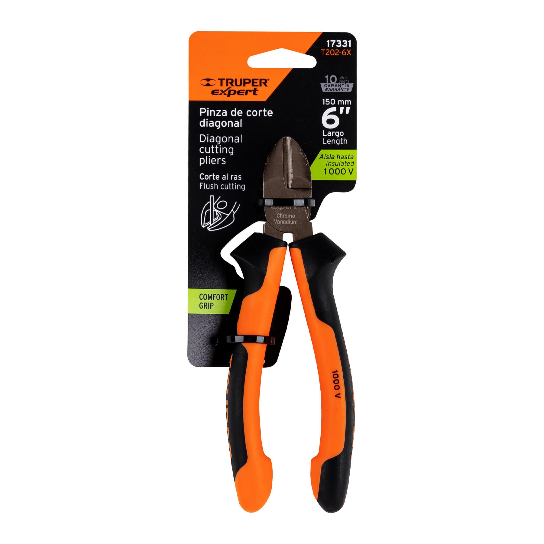 Pinza corte diagonal 6" alta palanca, Comfort Grip, Expert