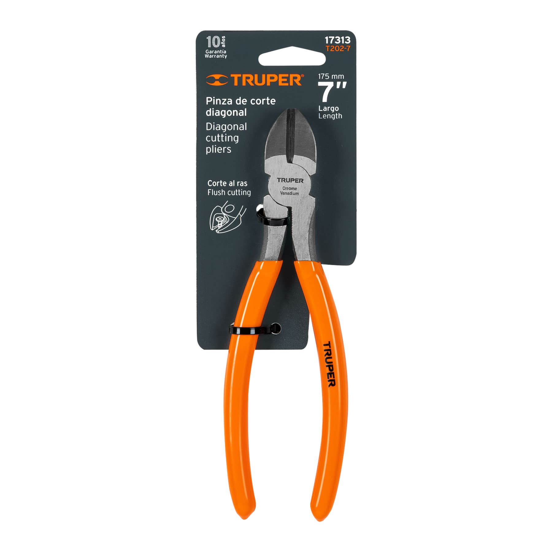 Pinza de corte diagonal 7" mango de PVC, Truper