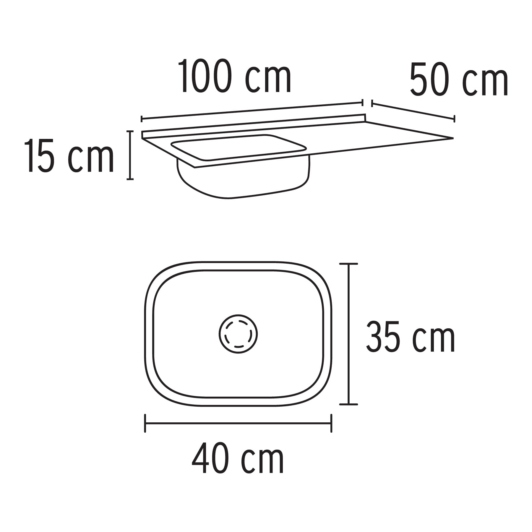 Tarja de sobreponer 100 x 50 cm tina derecha, Foset