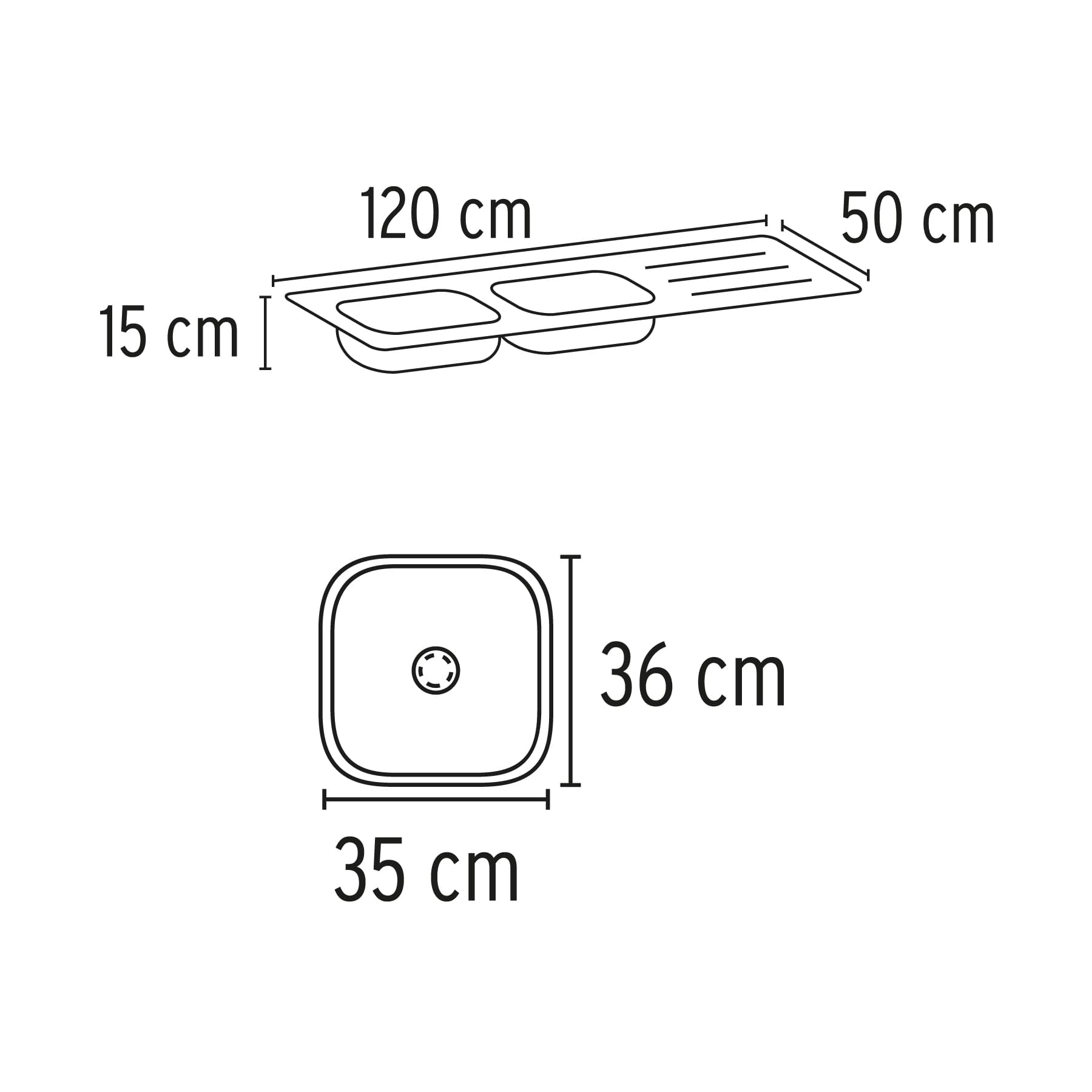 Tarja de empotrar 120x50cm doble tina derecha, Foset Basic