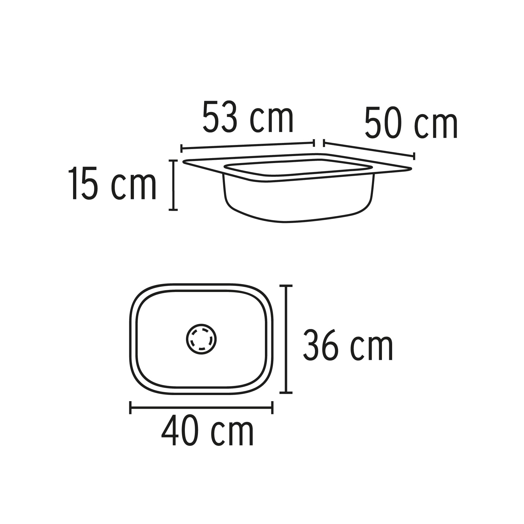 Tarja de empotrar sencilla 53 x 51 cm, Foset
