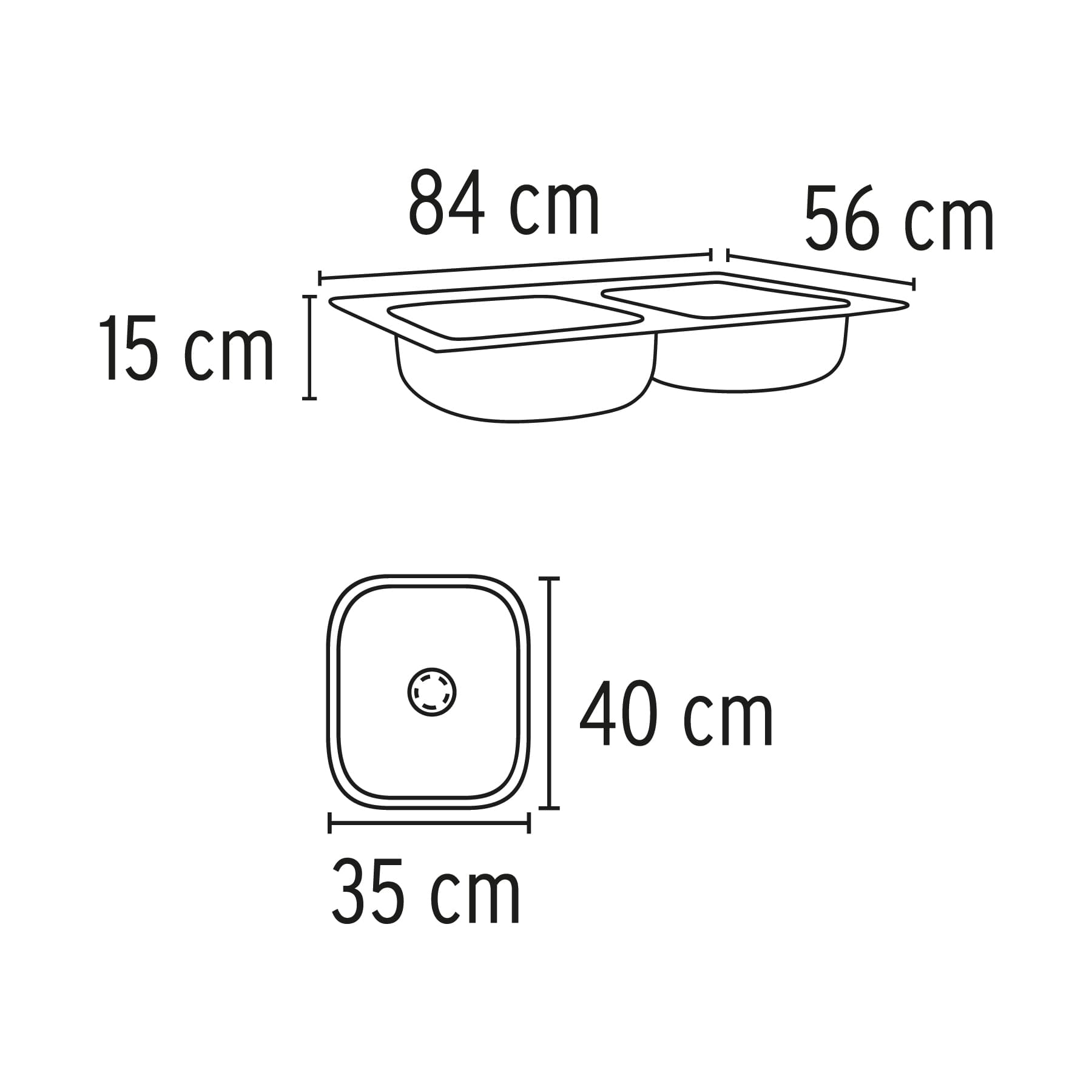 Tarja de empotrar 84x56cm doble tina, Foset Basic