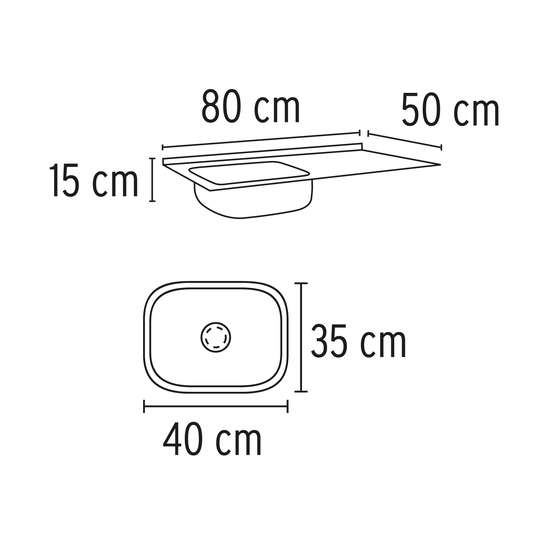 Tarja de sobreponer 80x50cm tina izquierda, Foset Basic