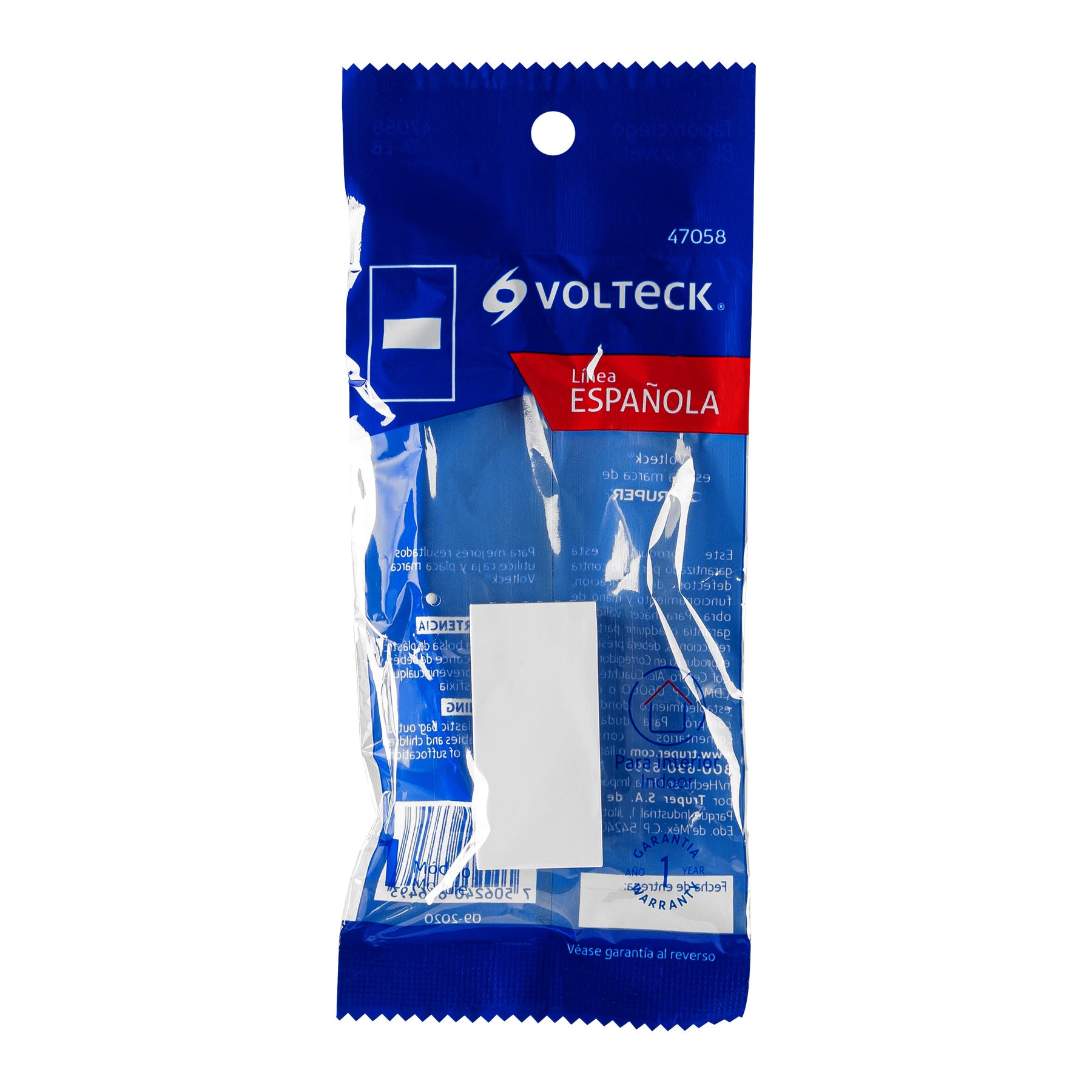 Tapón ciego, 1 módeloulo, línea Española, color blanco, Volteck