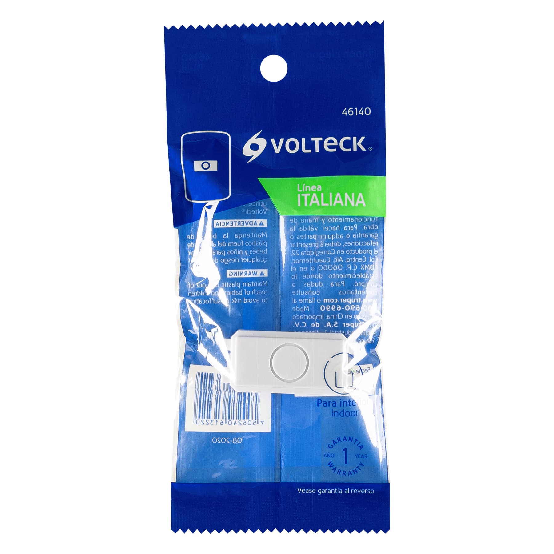 módeloulo (tapón) ciego, línea Italiana, color blanco, Volteck