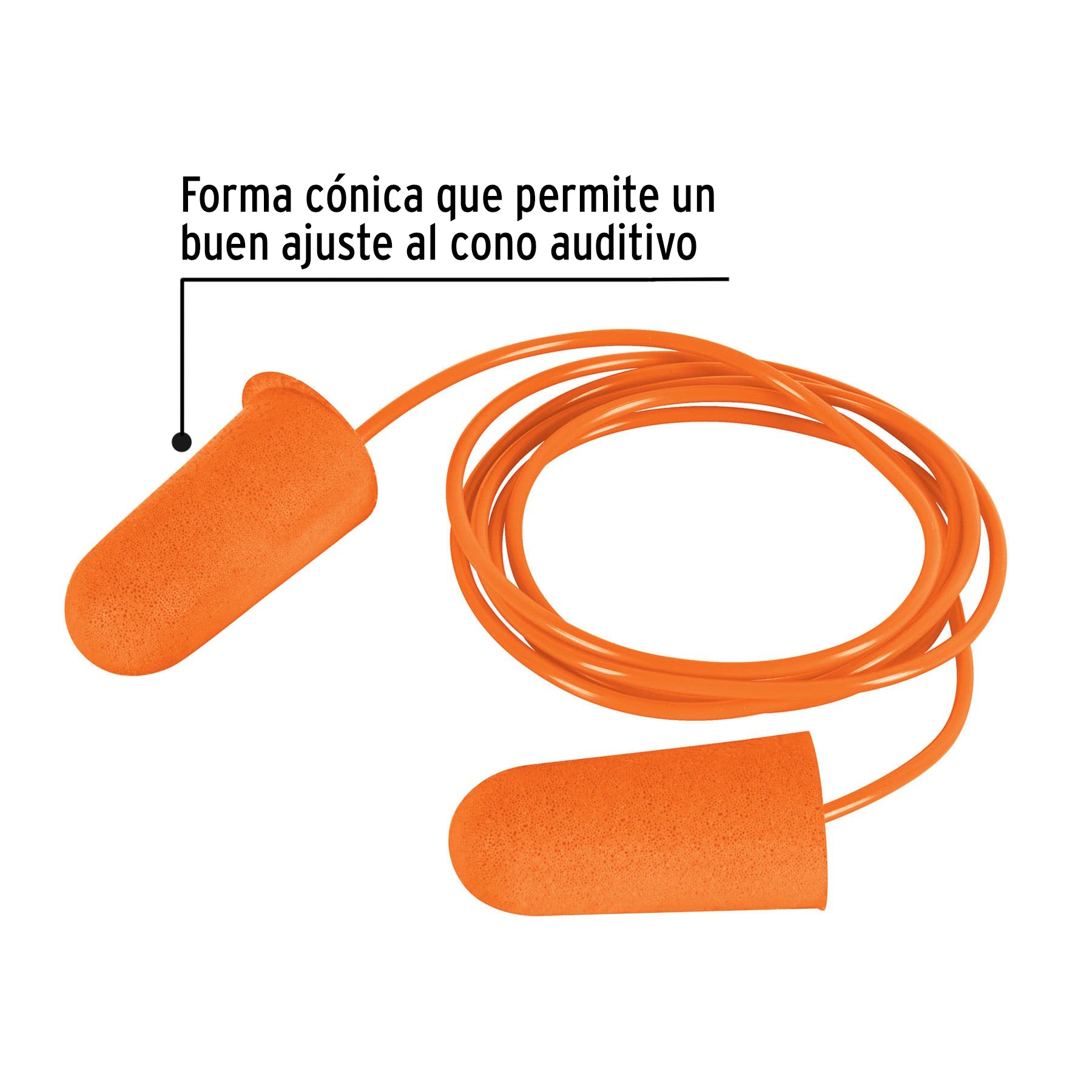 Tapón auditivo desechable de espuma con cordón, Truper