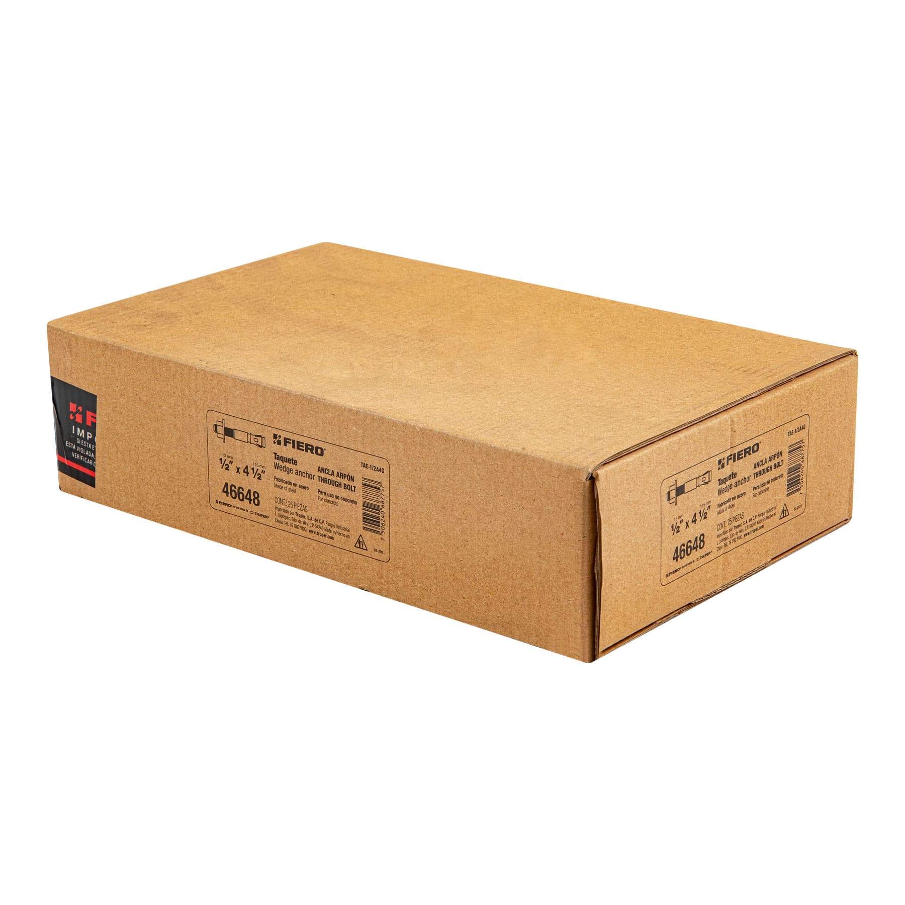 Caja con 25 taquetes arpón de 1/2" x 4-1/2", Fiero