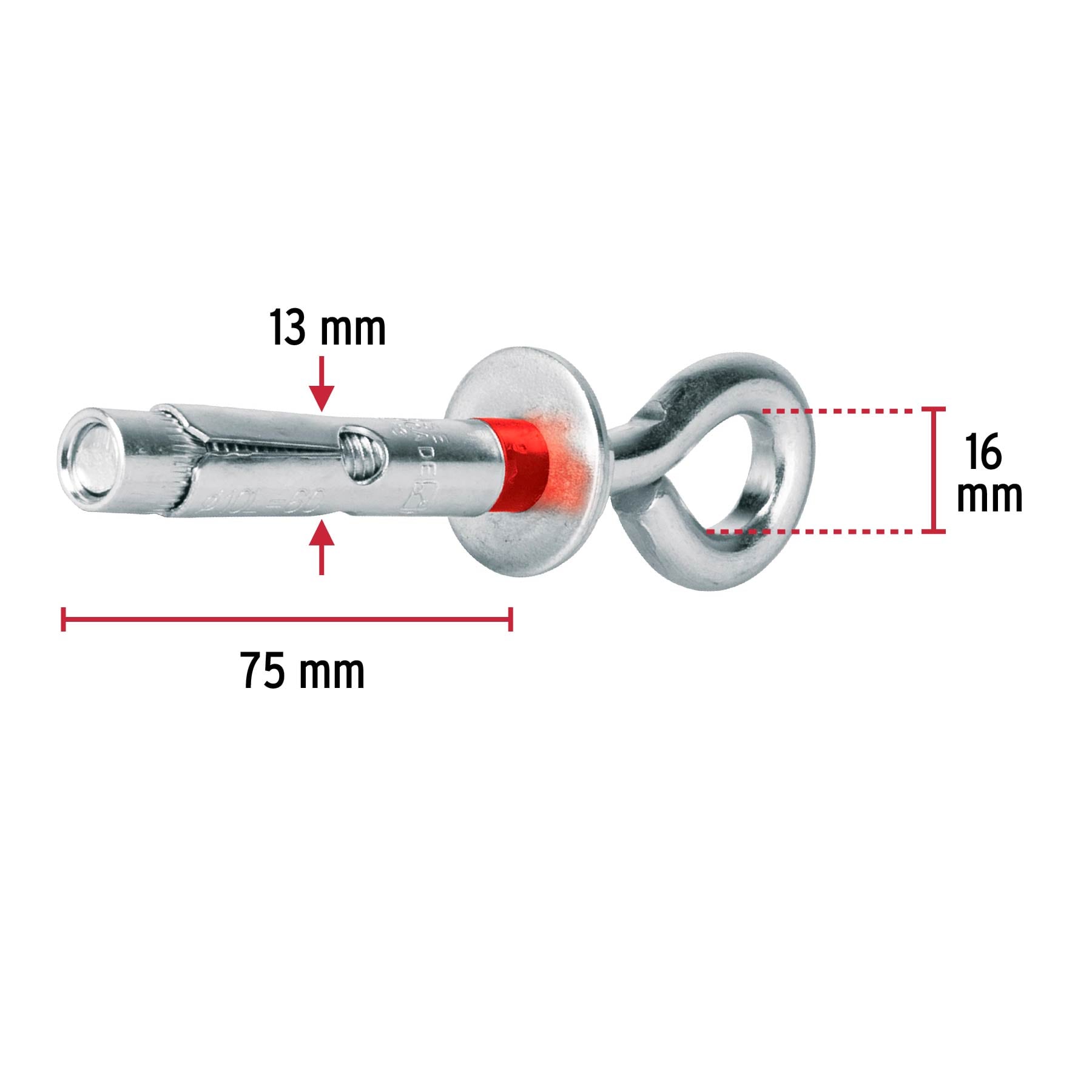 Bolsa con 4 taquetes expansivos 10x65 mm con armella cerrada