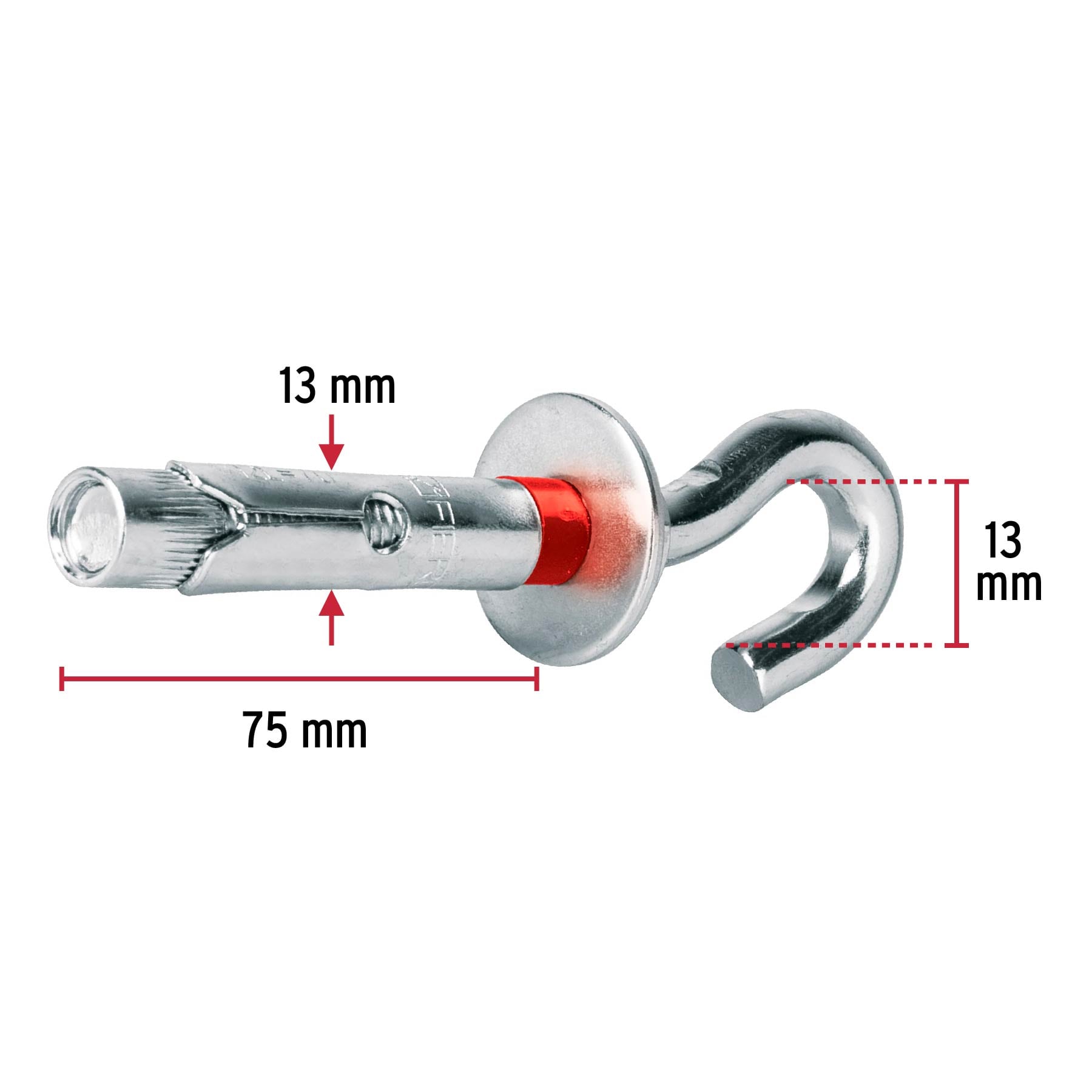 Bolsa con 2 taquetes expansivos 12x75 mm con armella abierta