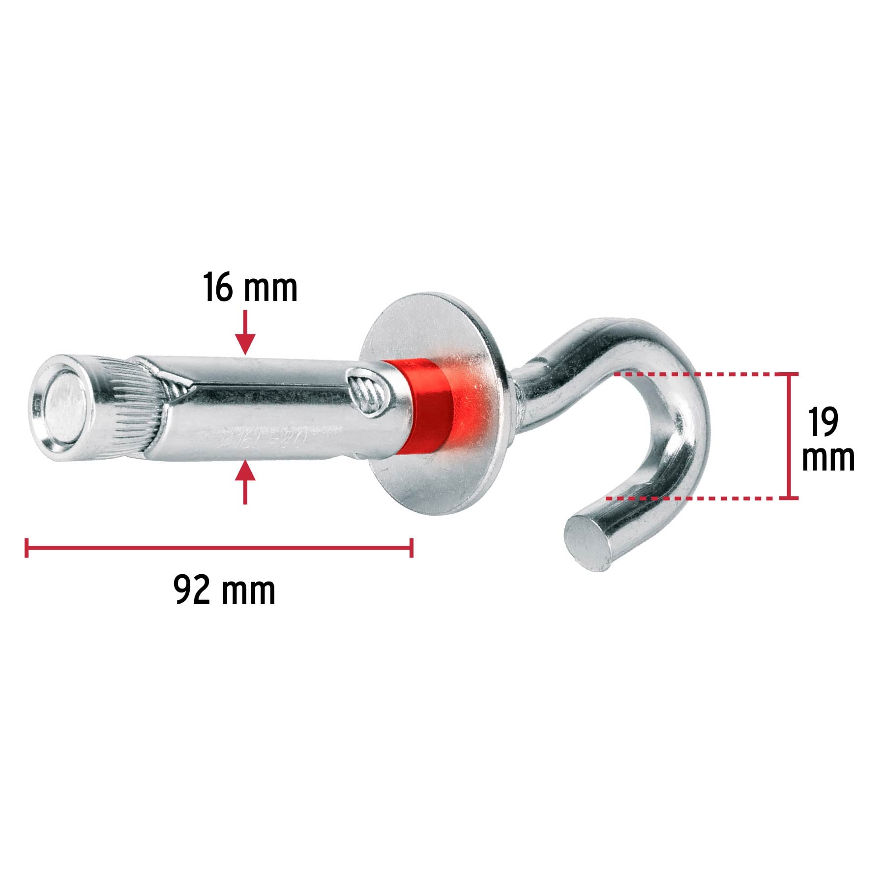 Bolsa con 2 taquetes expansivos 16x90 mm con armella abierta