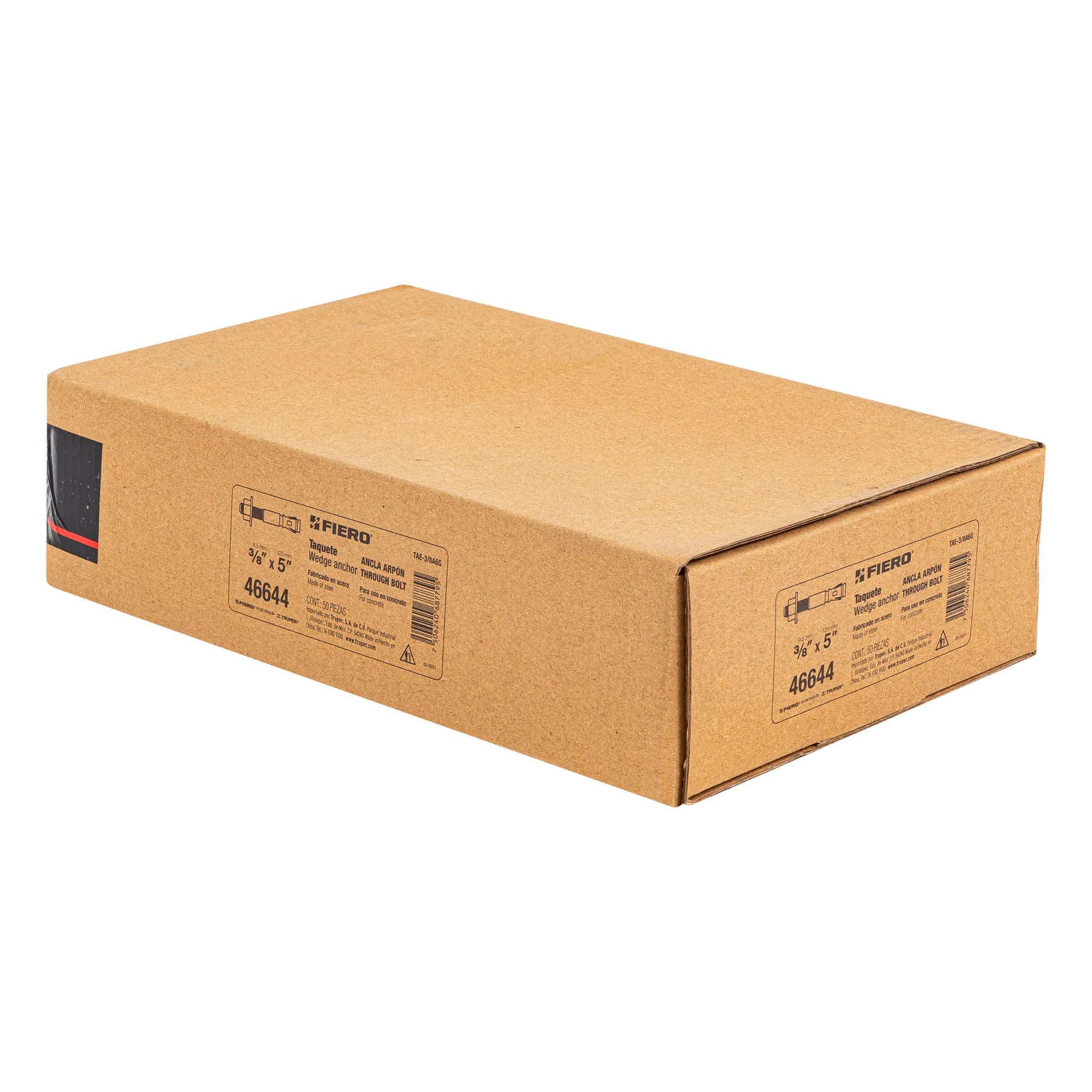 Caja con 50 taquetes arpón de 3/8" x 5", Fiero