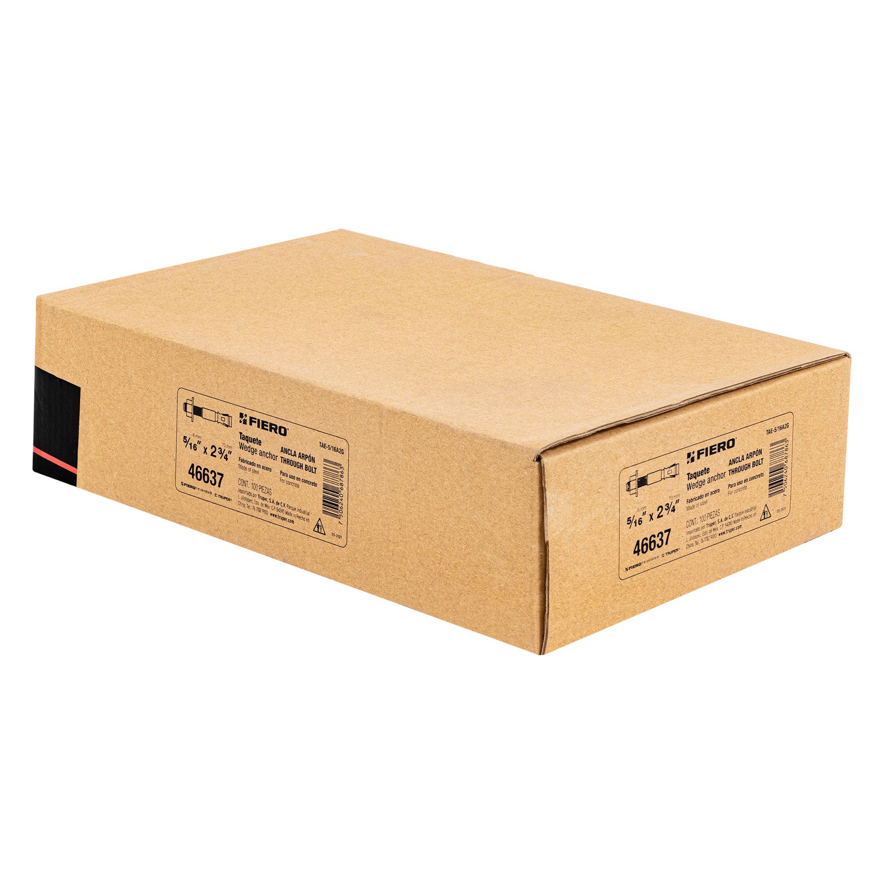 Caja con 100 taquetes arpón de 5/16" x 2-3/4", Fiero