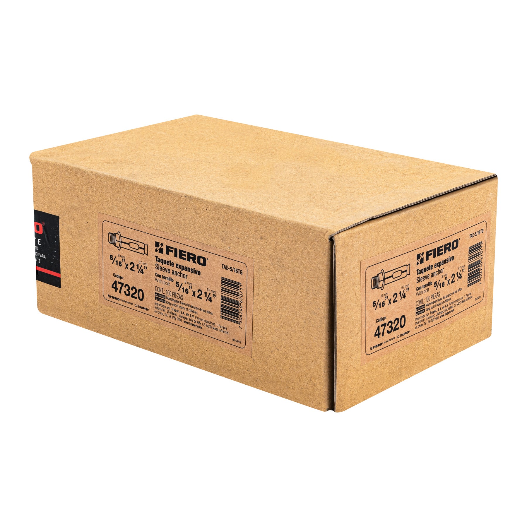 Caja con 100 taquetes expansivos de 5/16" con tornillo,Fiero