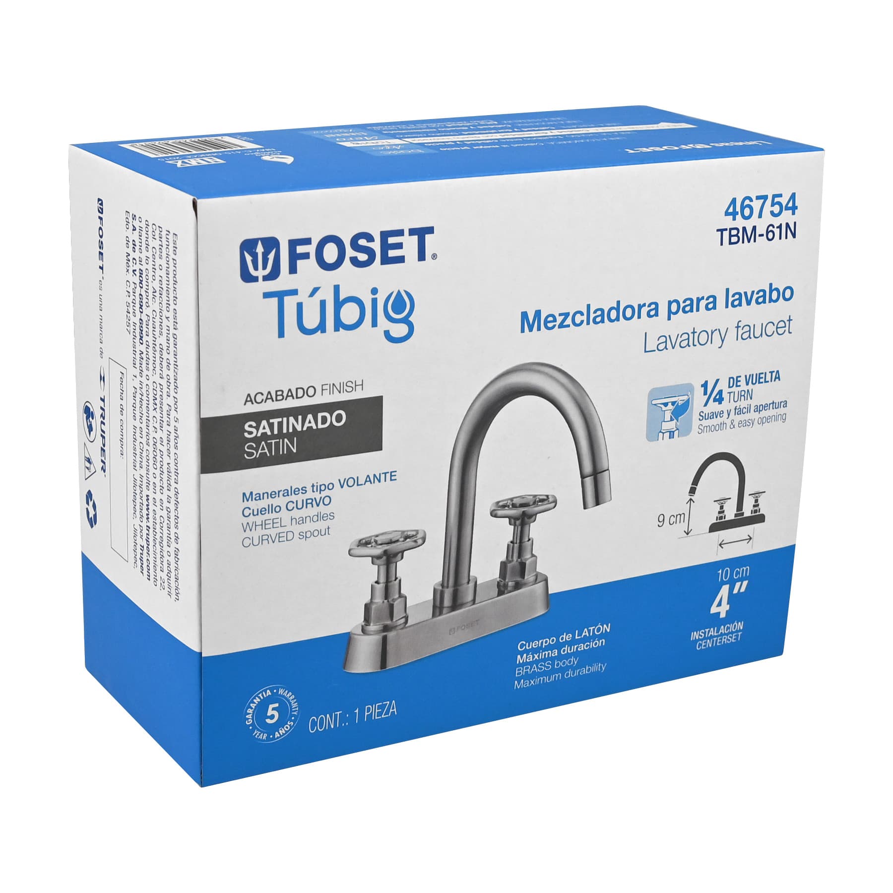 Mezcladora para lavabo, bar, manerales redondos, satín, Tubig