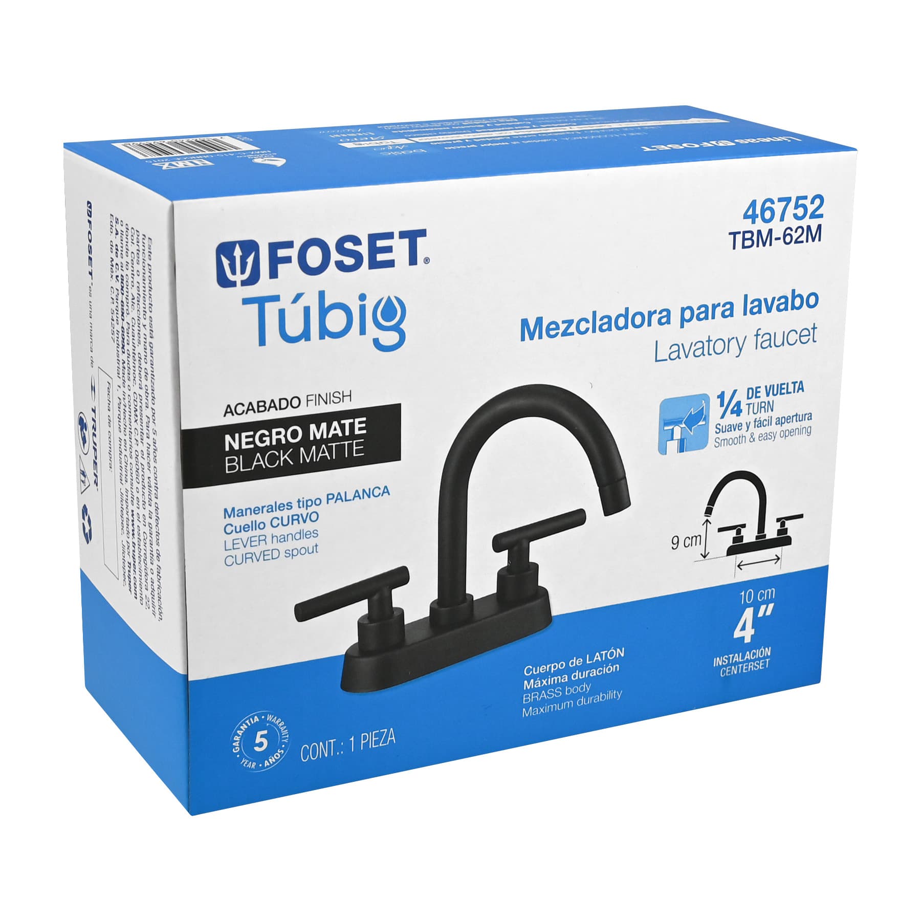 Mezcladora para lavabo,bar,manerales palanca,negro mate,Tubig