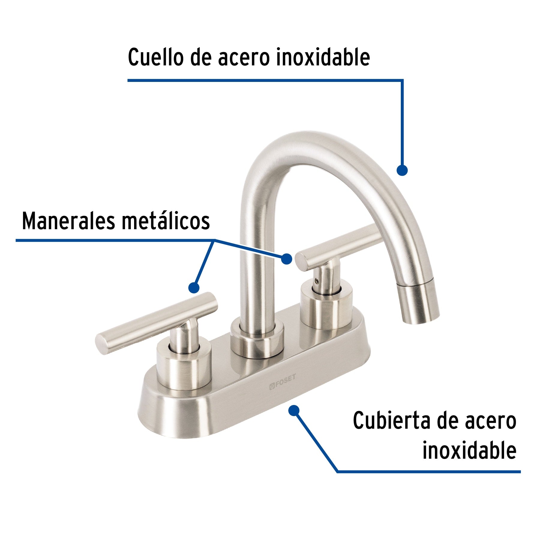Mezcladora para lavabo, bar, manerales palanca, satín, Tubig